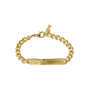 Gold Large ID Bracelet with Handwriting