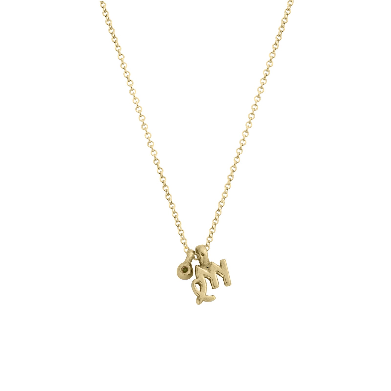 Gold Mini Virgo Horoscope & Peridot Birthstone Necklace