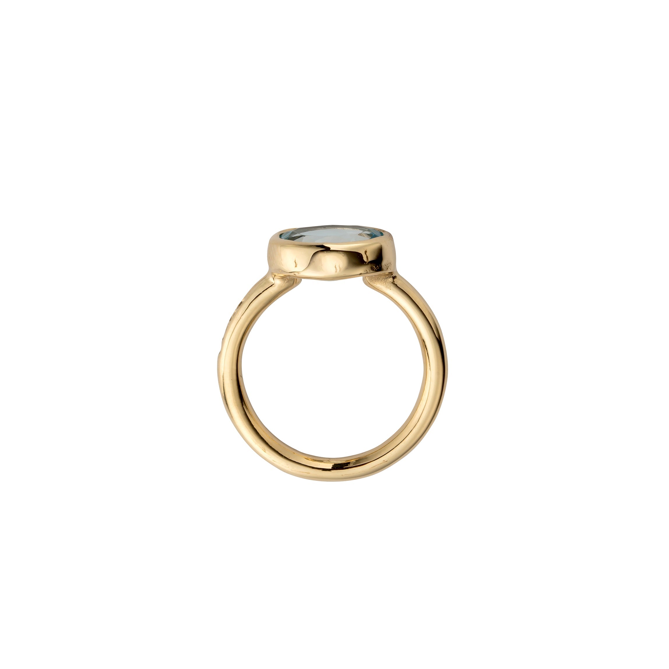 Gold Blue Topaz Baby Treasure Ring