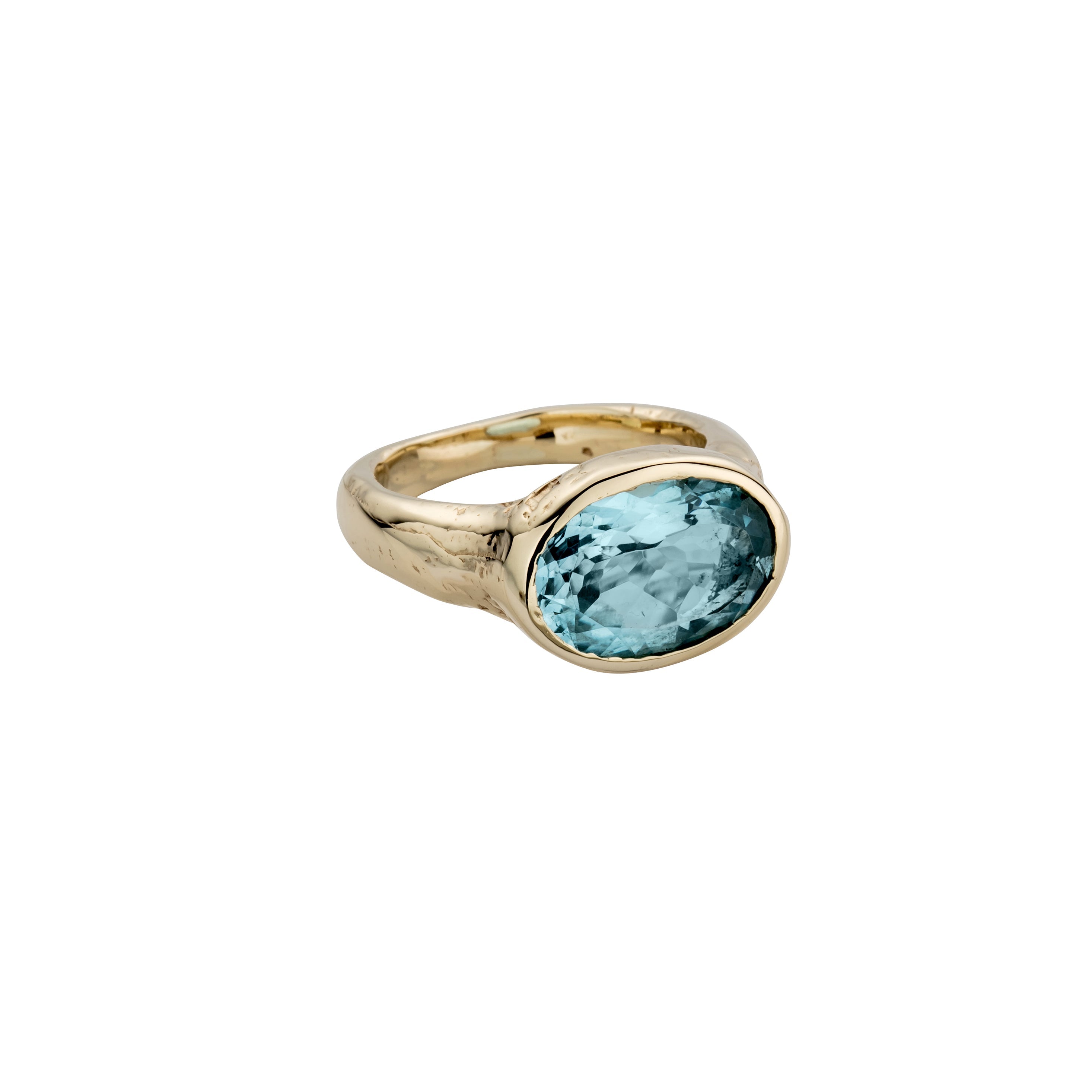 Sterling Sliver and 14k high quality Yellow Gold Ring size 6 Turquoise and Blue Topaz