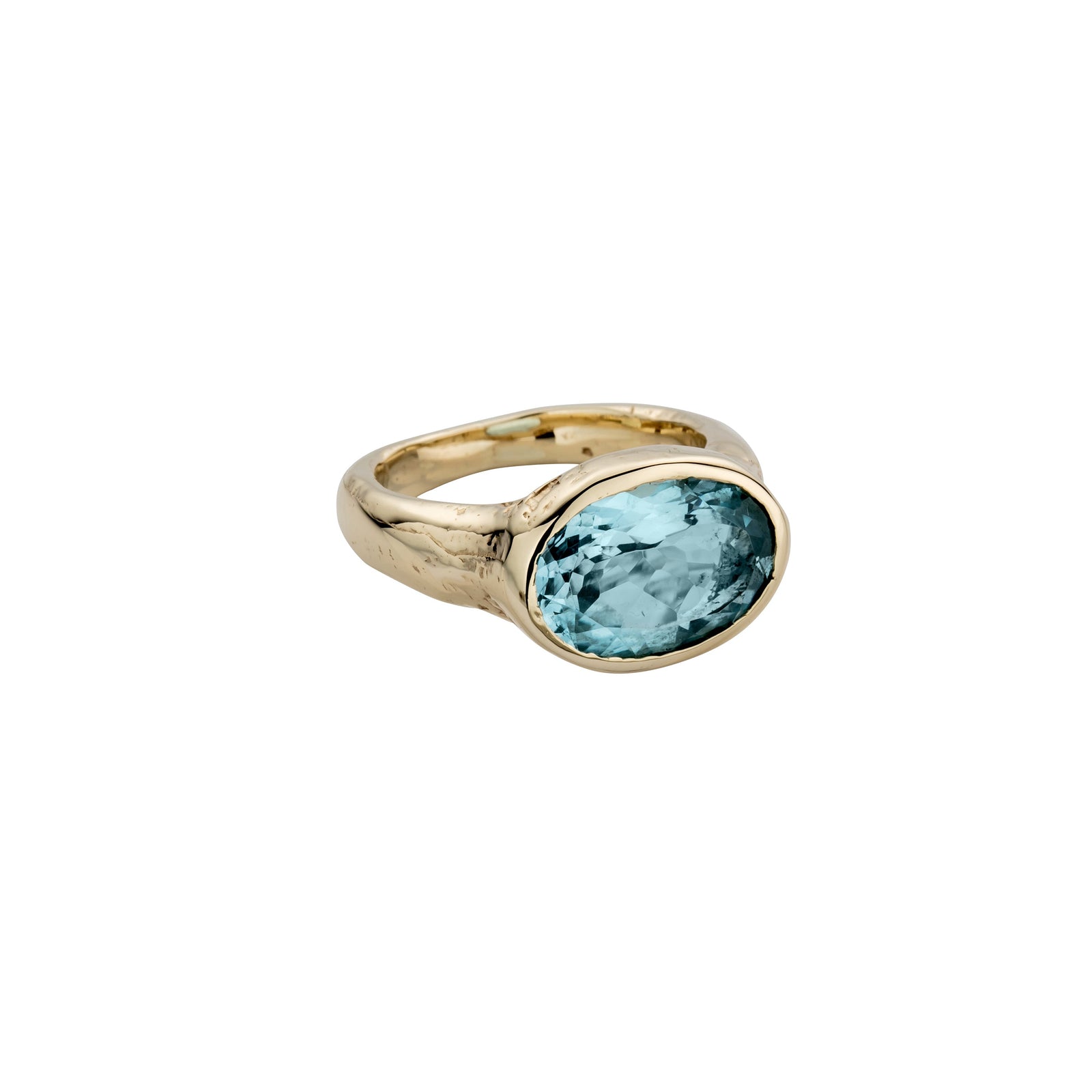 Gold Blue Topaz Treasure Ring