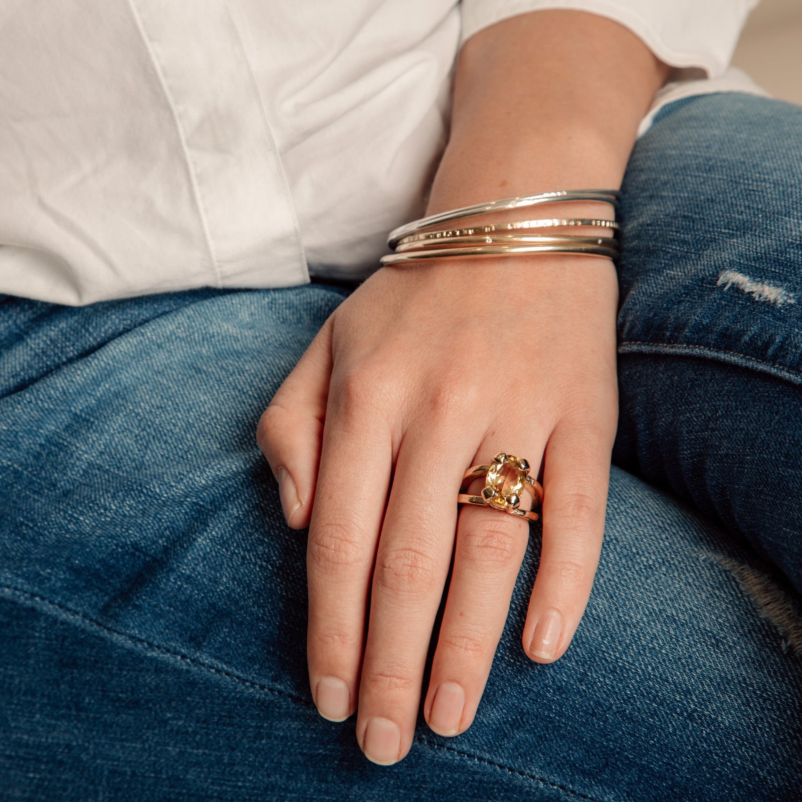 Gold Citrine Maxi Claw Ring