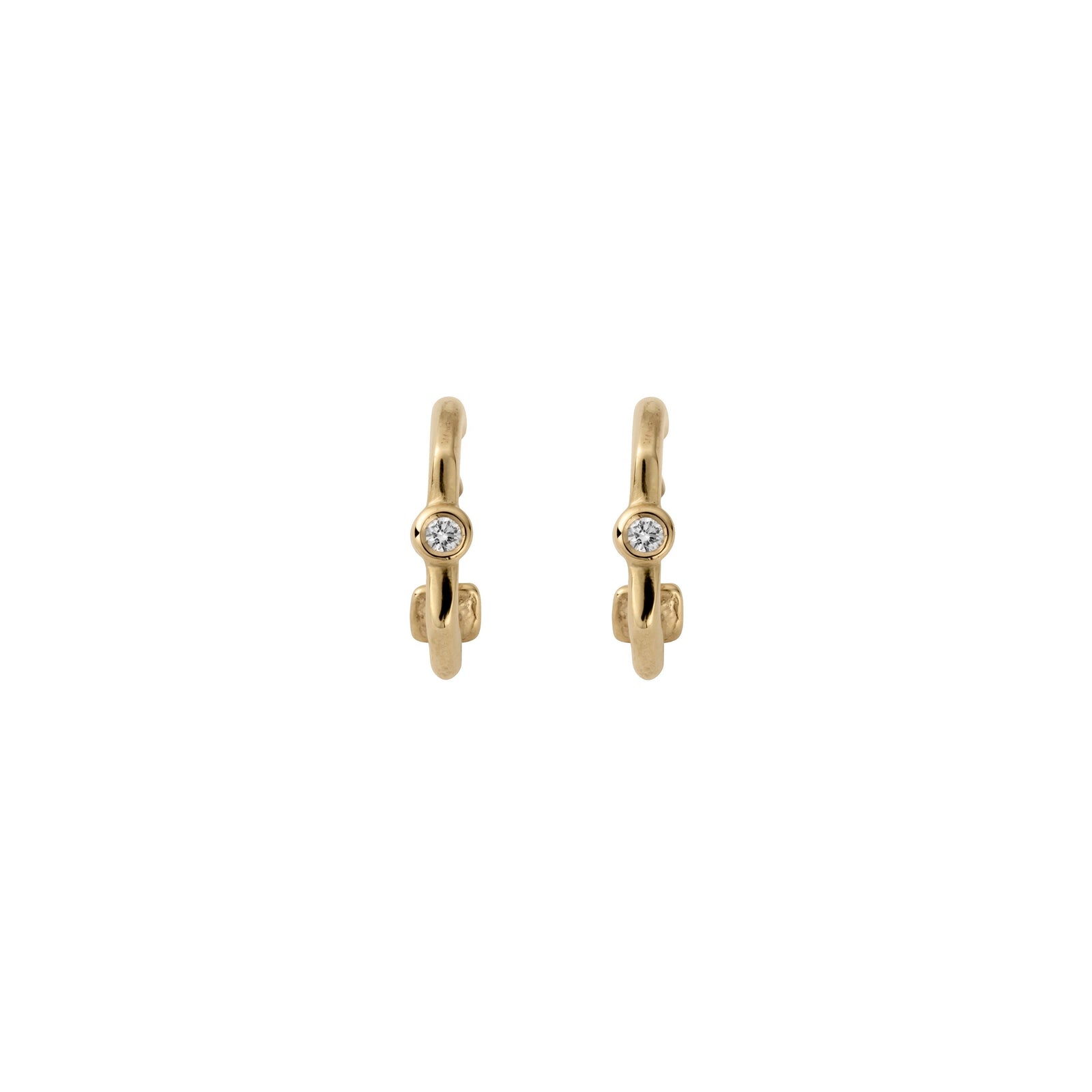 Gold Diamond Tiny Cupid Hoop Earrings