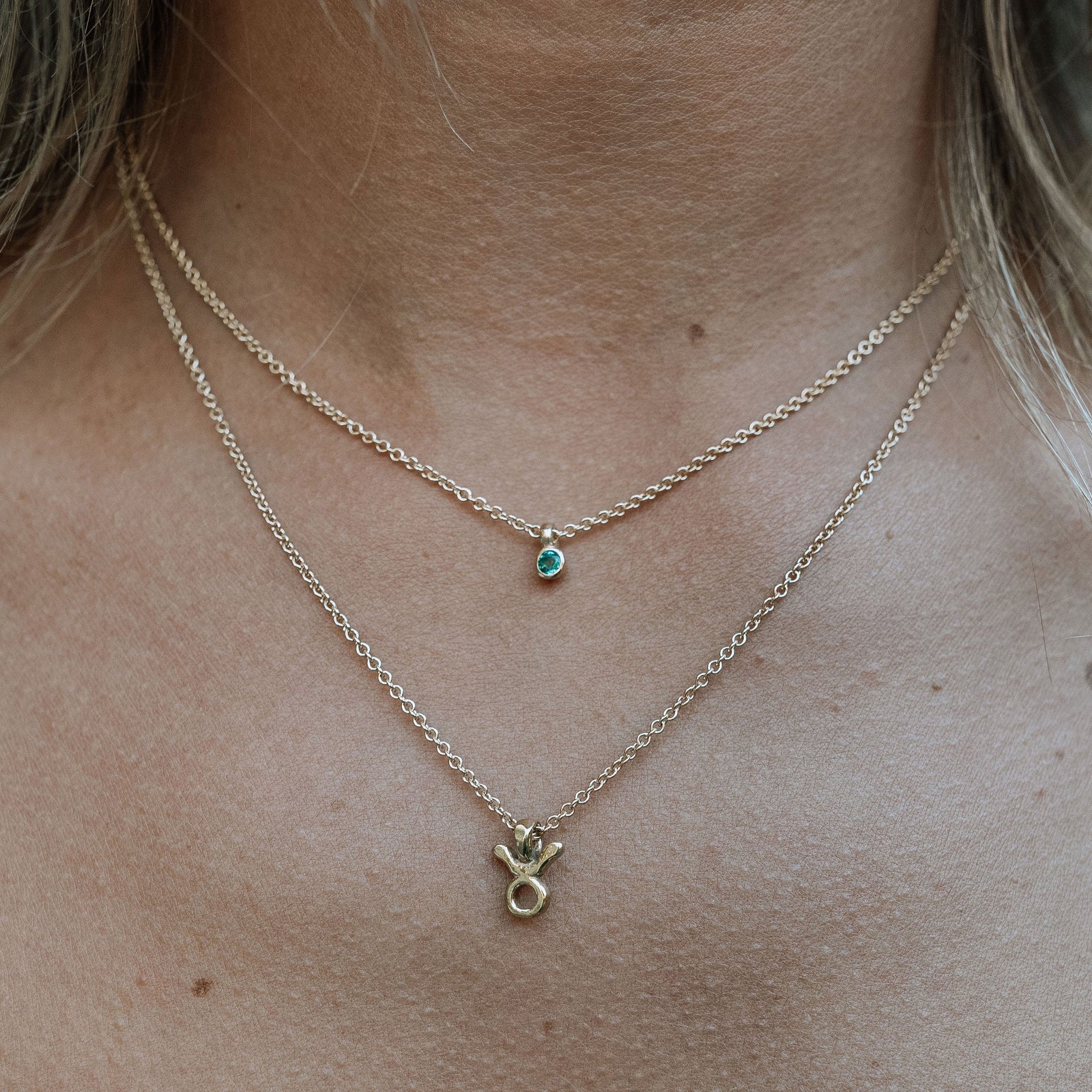 Gold Mini Emerald Necklace