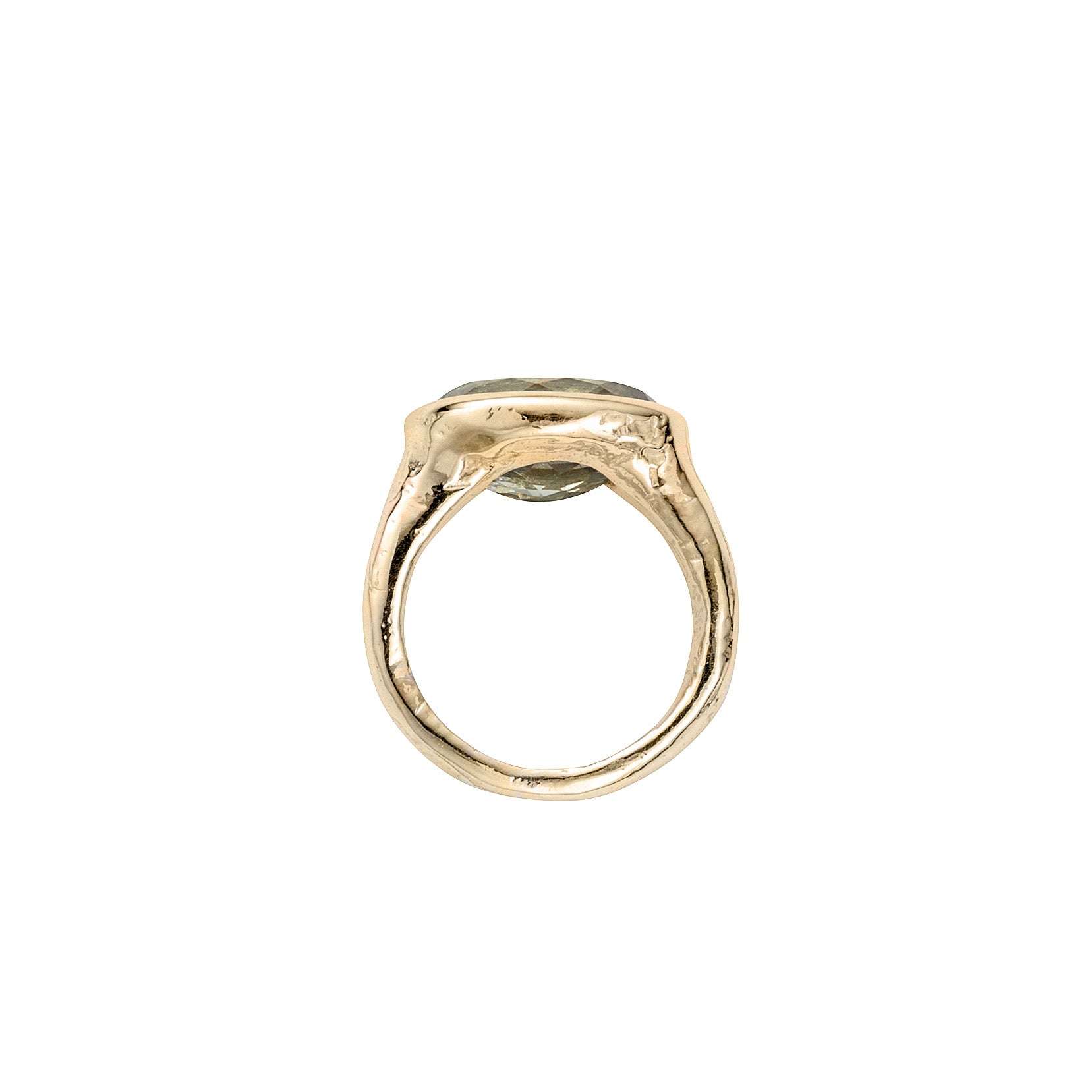 Gold Green Quartz Treasure Ring
