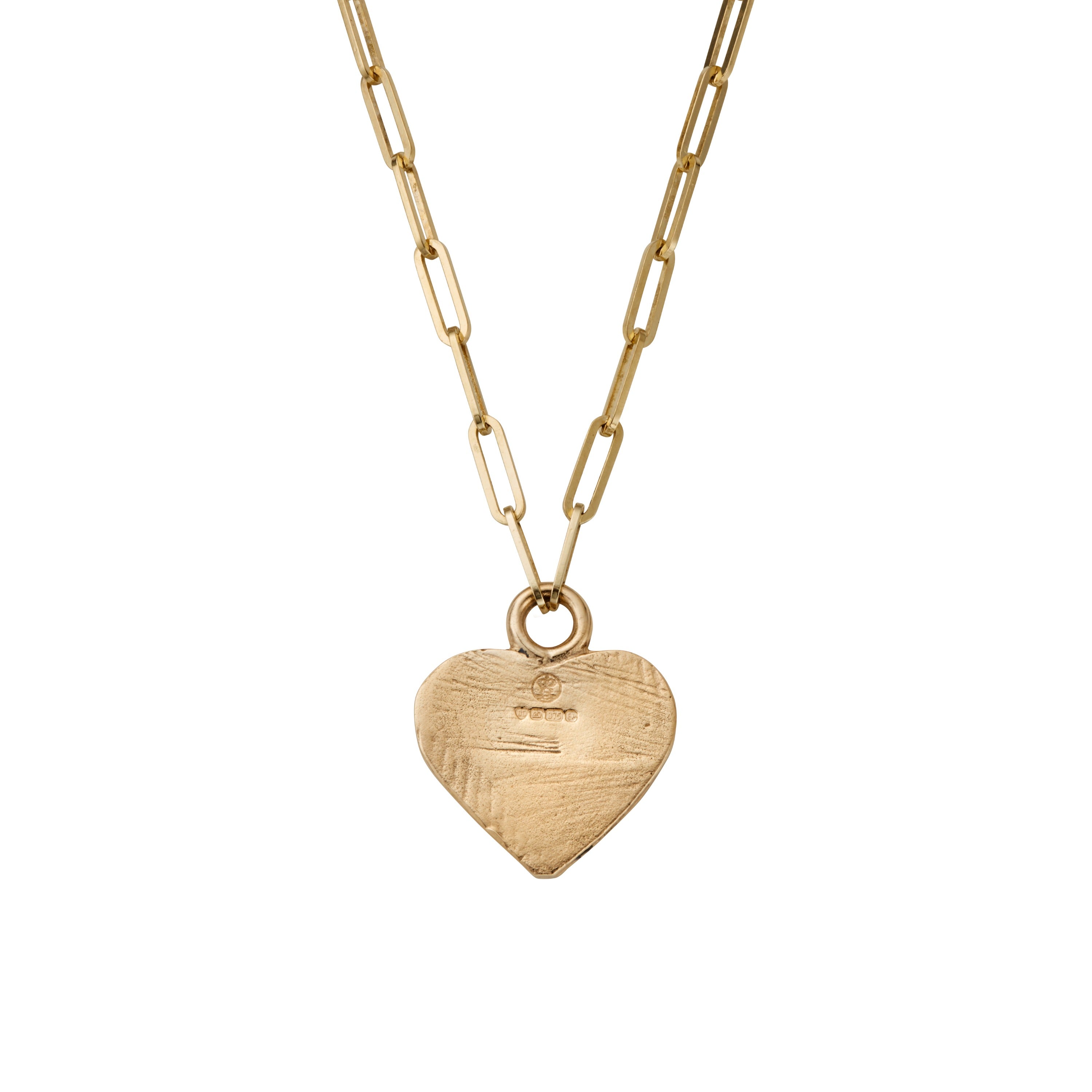 Gold Keeper's Heart Trace Chain Necklace with Handwriting
