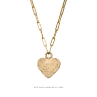 Gold Keeper's Heart Trace Chain Necklace with Handwriting