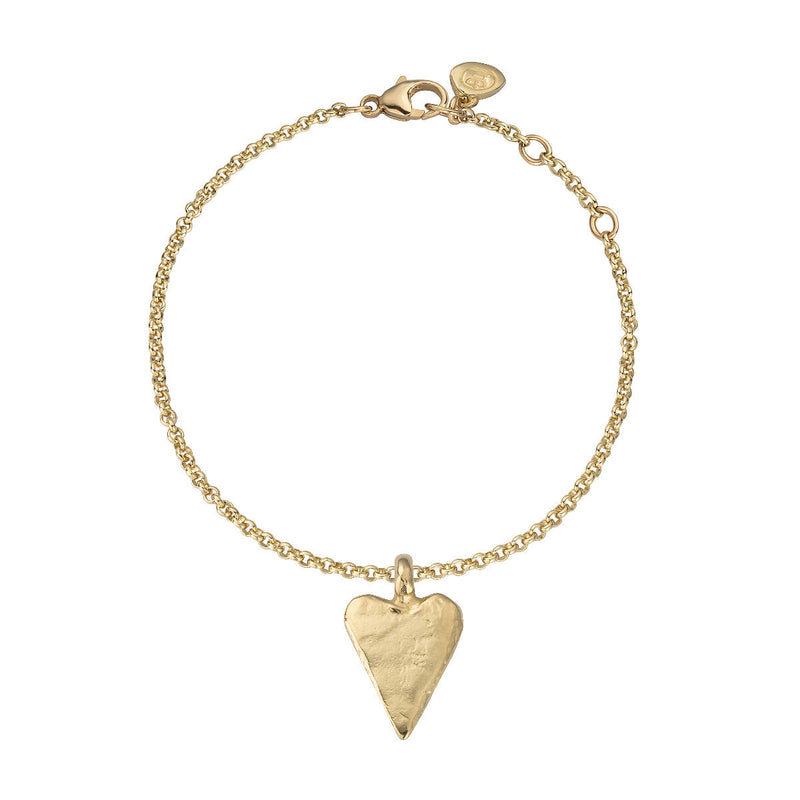 Gold Medium Heart Chain Bracelet