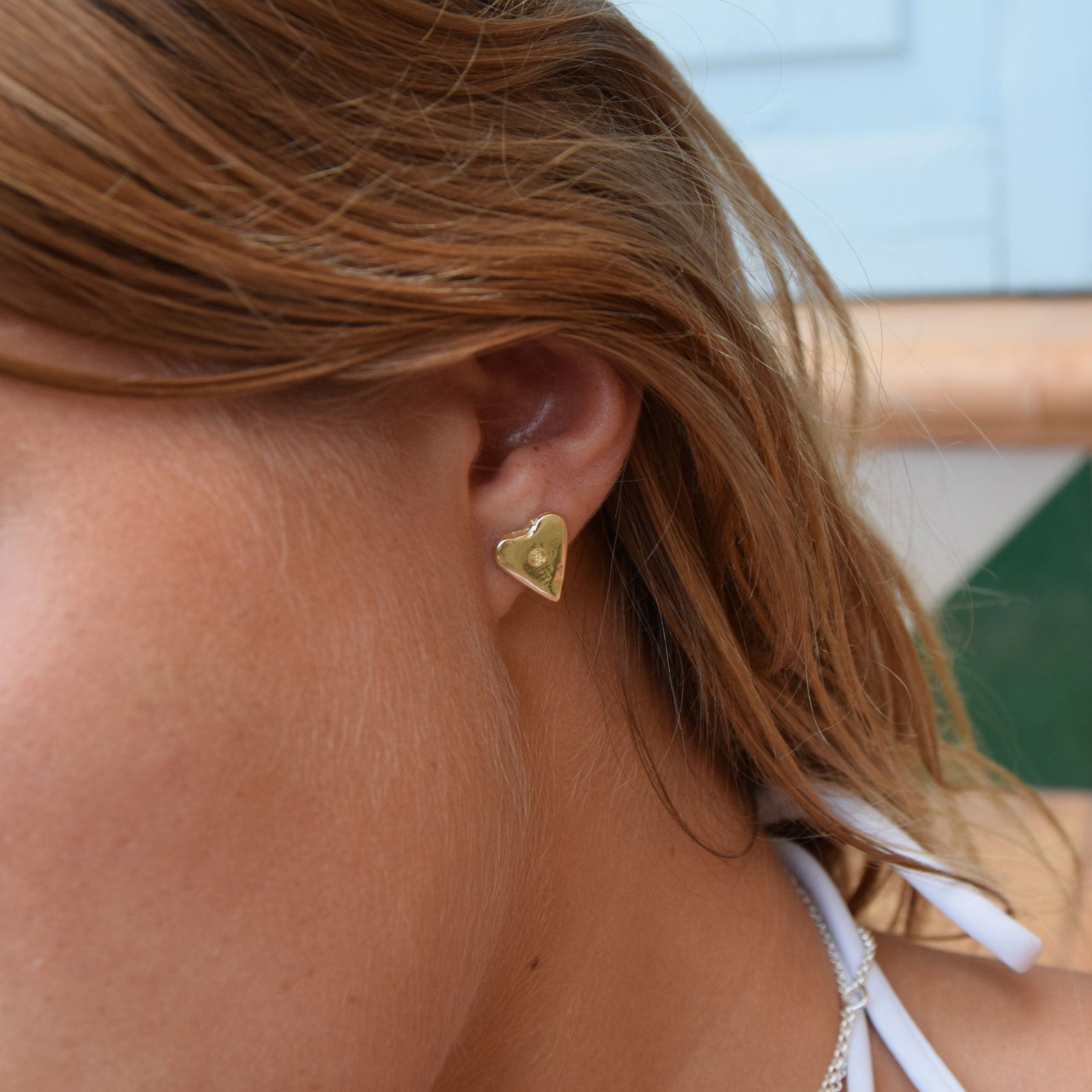 Gold Mini Heart Stud Earrings