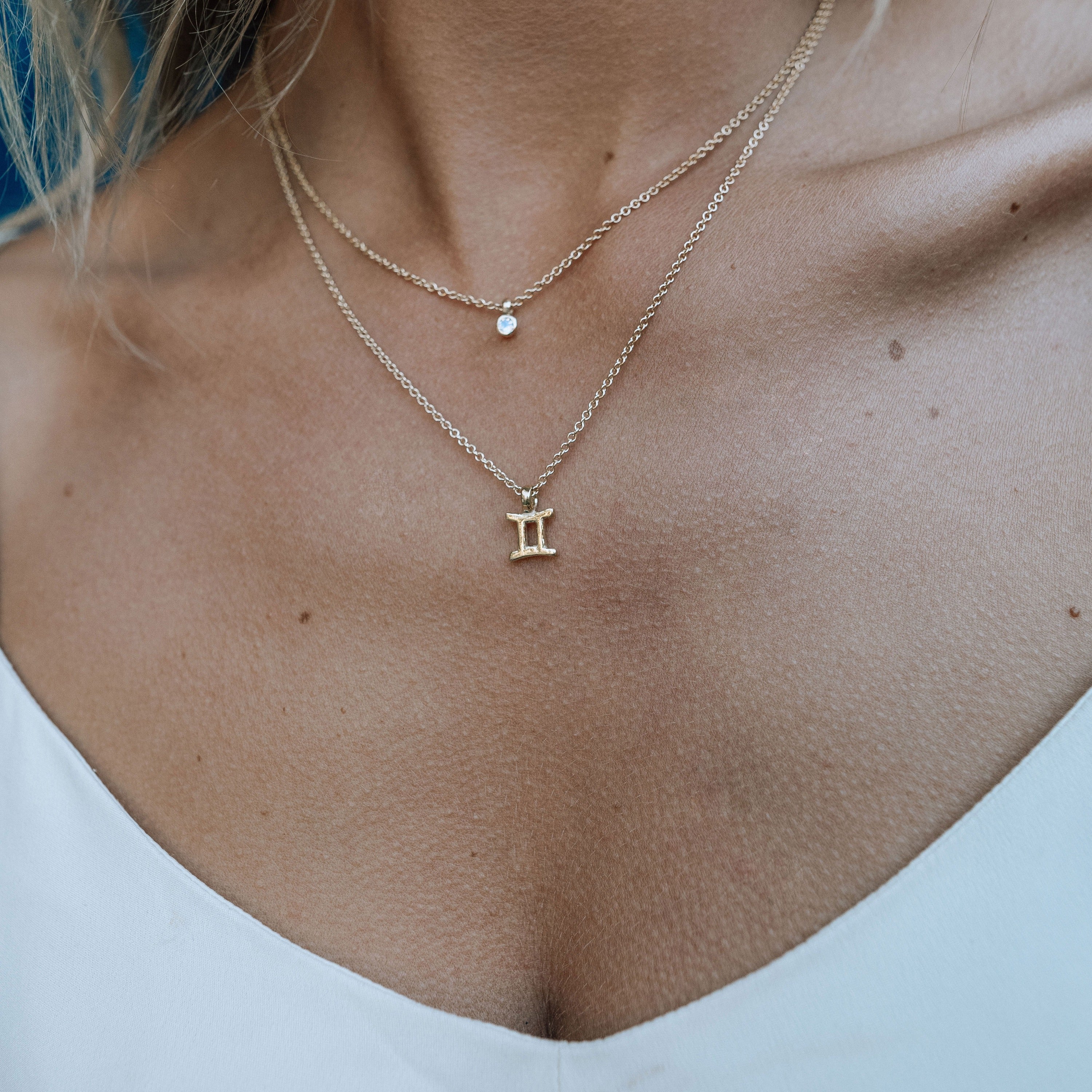 Gold Mini Moonstone Necklace