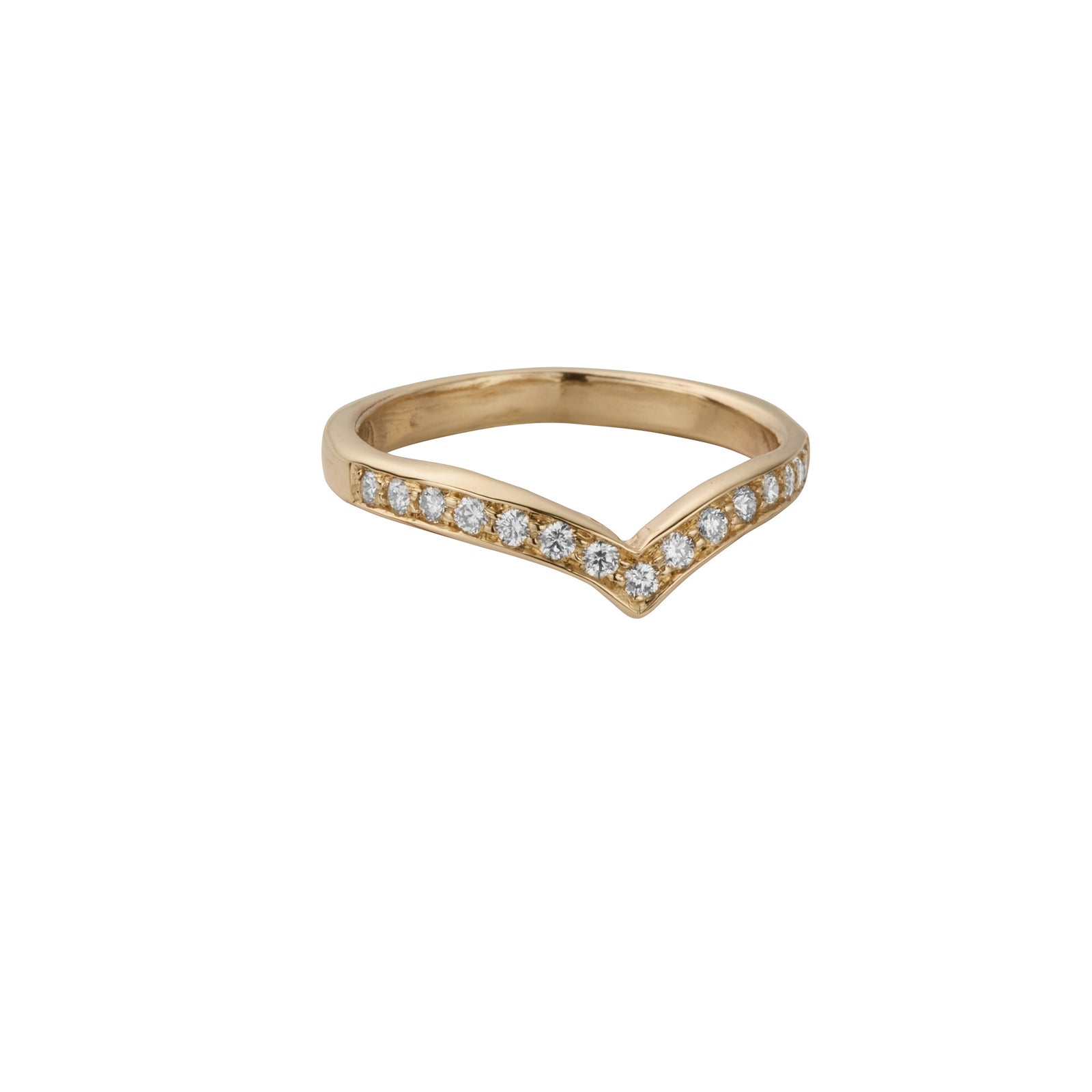 Gold Pavé Set Diamond Wishbone Band