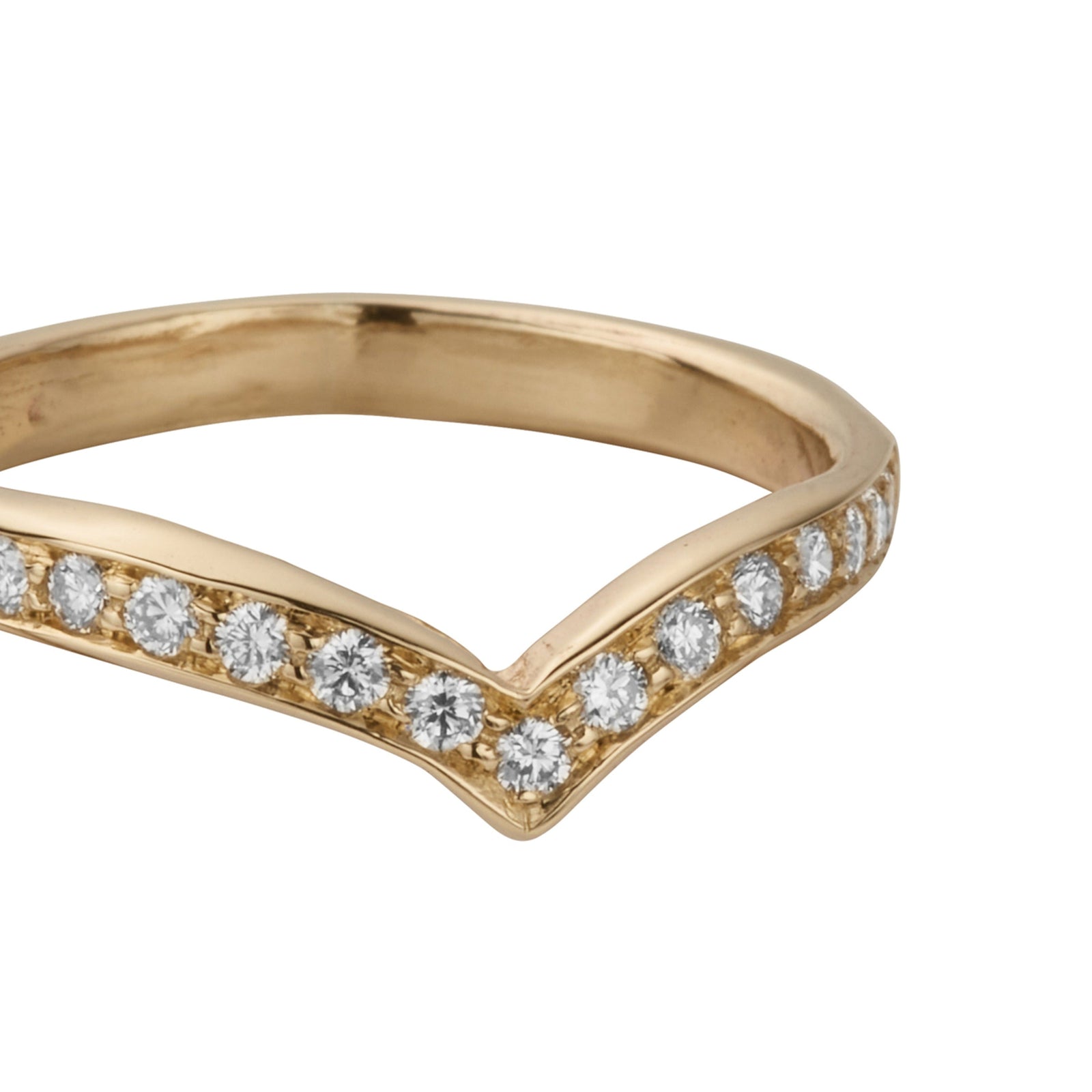 Gold Pavé Set Diamond Wishbone Band