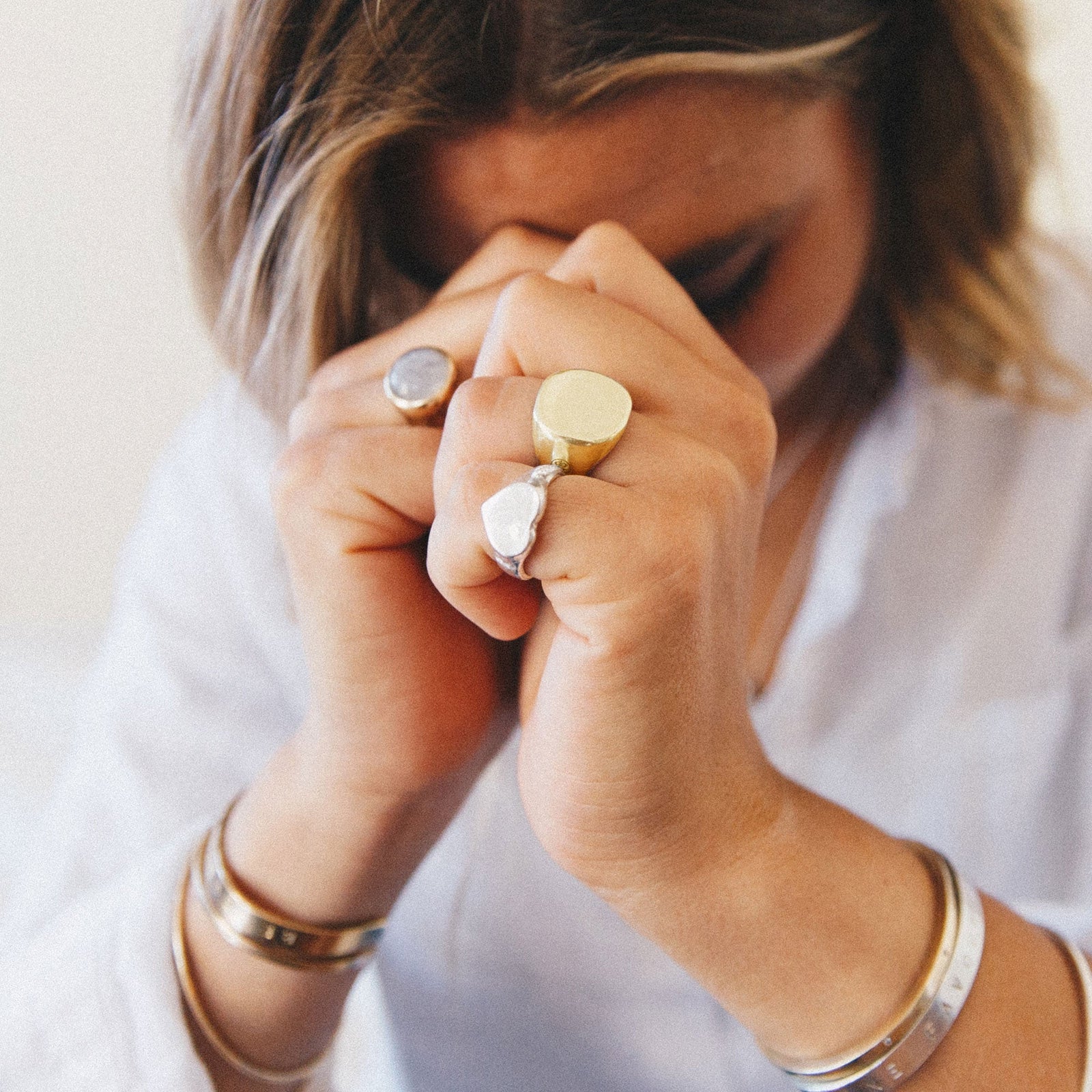 Gold Pebble Signet Ring