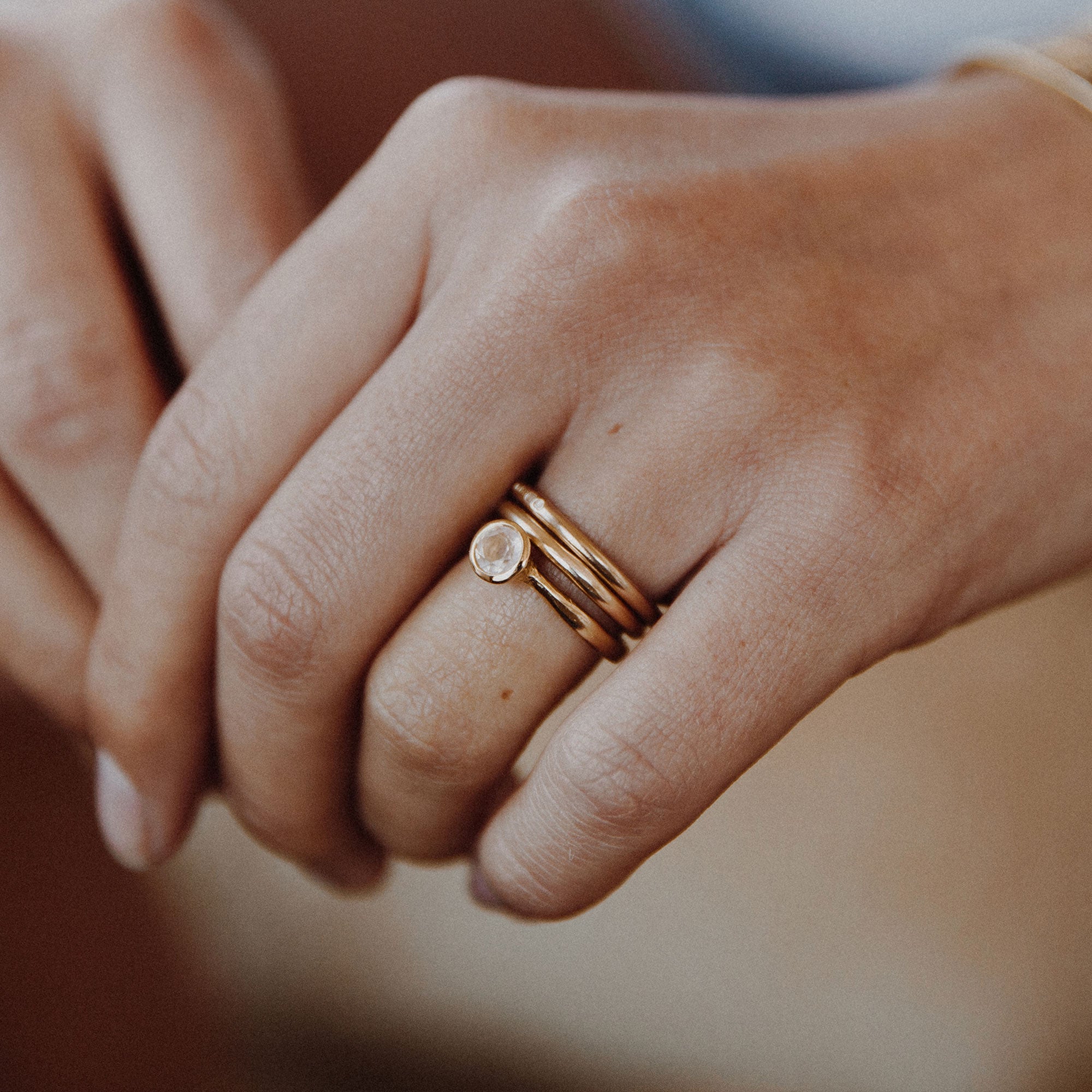 Gold Rose Quartz Baby Stone Ring