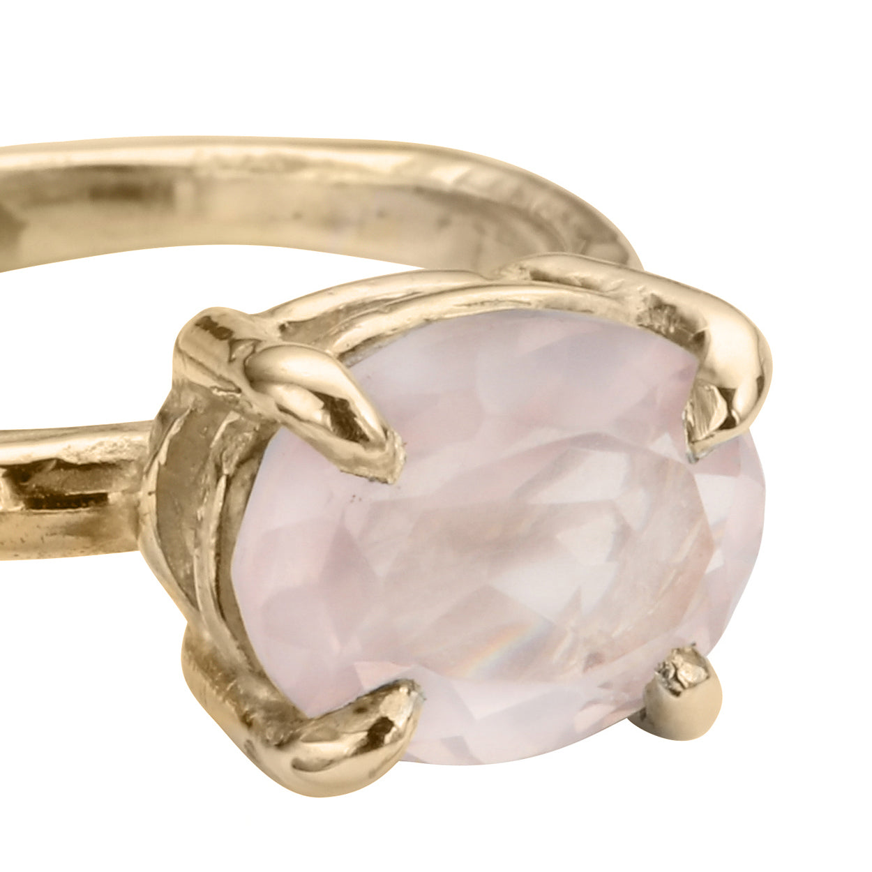 Gold Rose Quartz Claw Ring