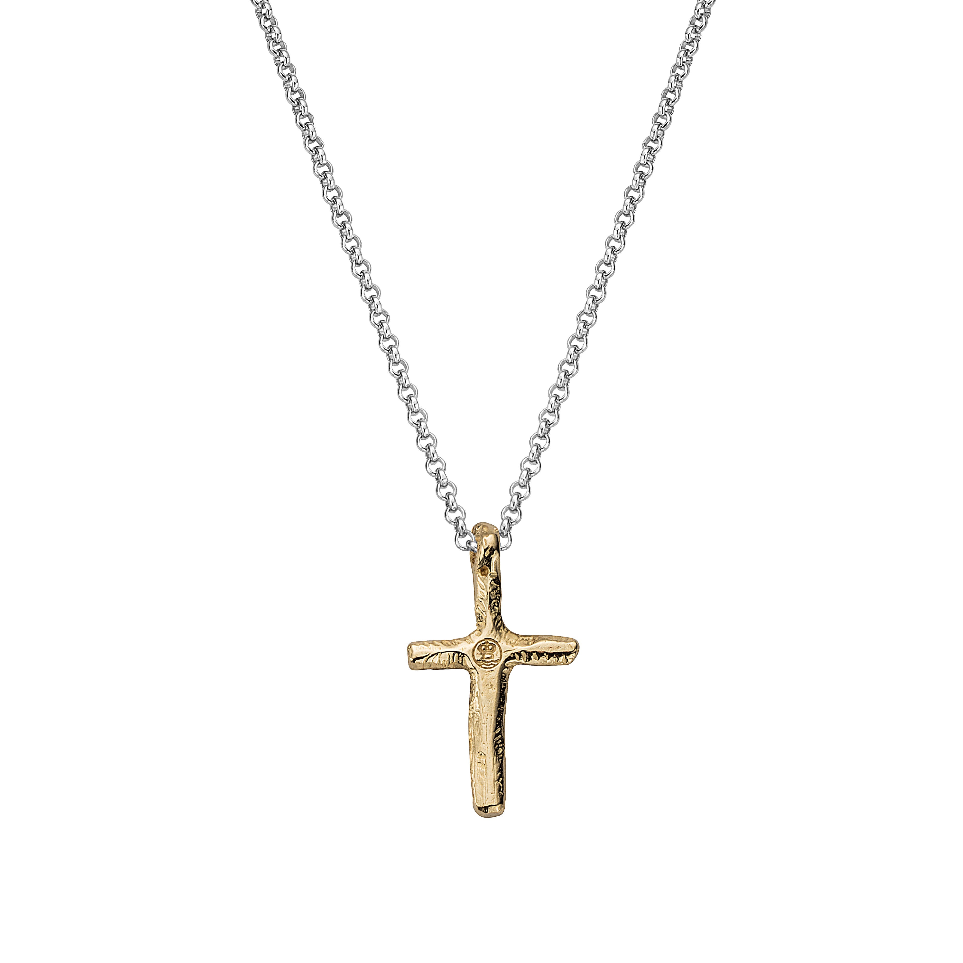 Buy the Silver & Gold Medium Cross Necklace from British Jewellery