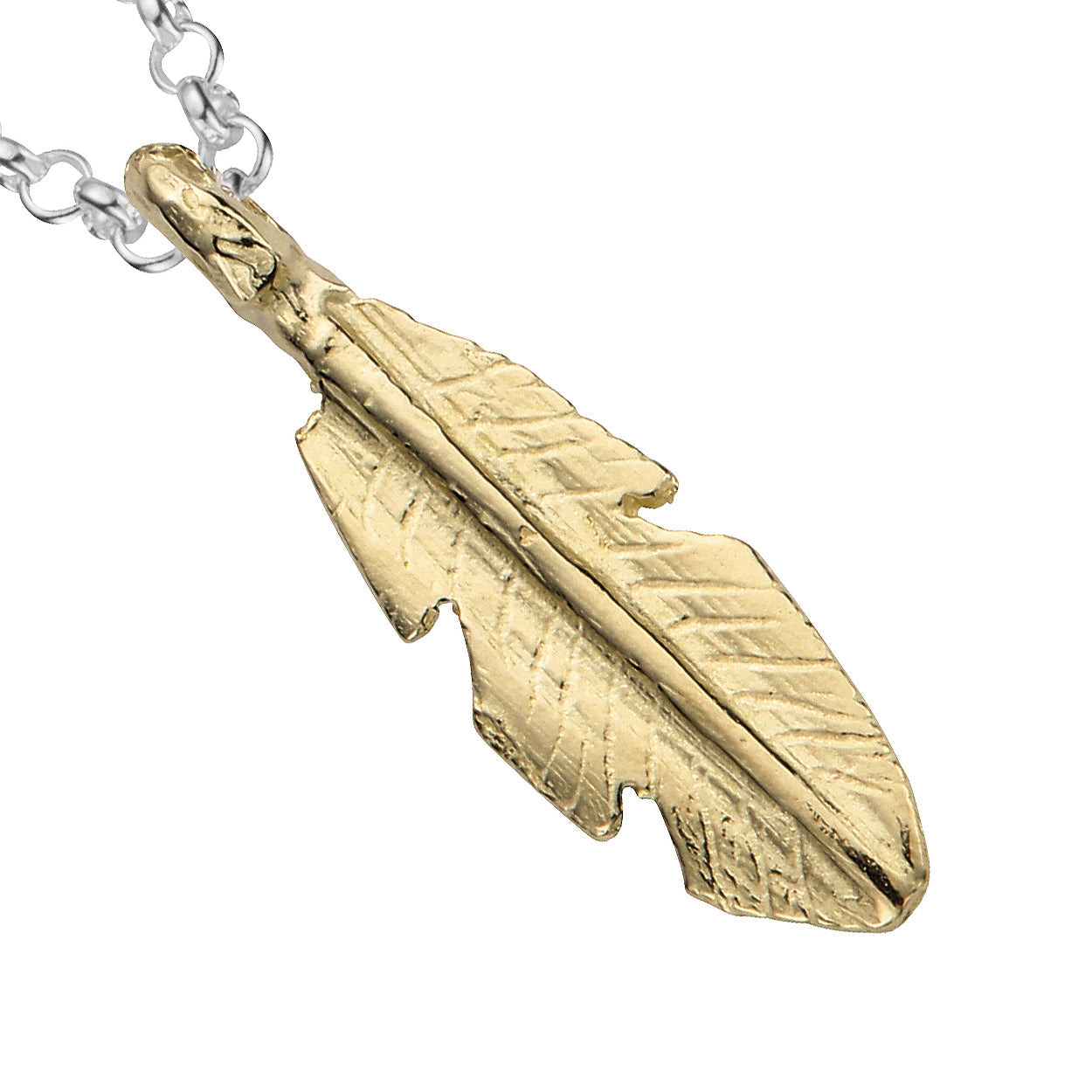 Silver & Gold Medium Feather Necklace