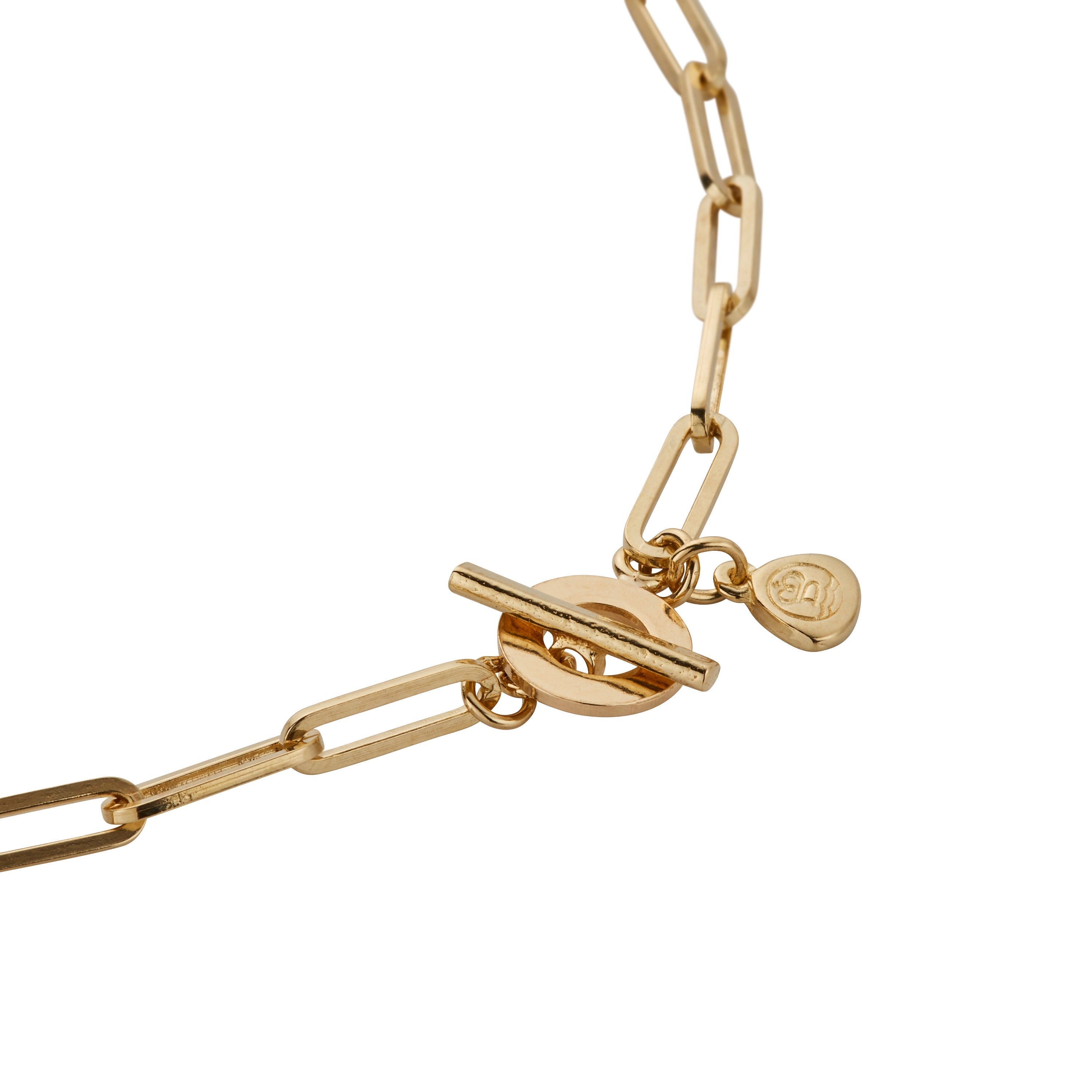Gold Keeper's Heart Trace Chain Necklace with Handwriting