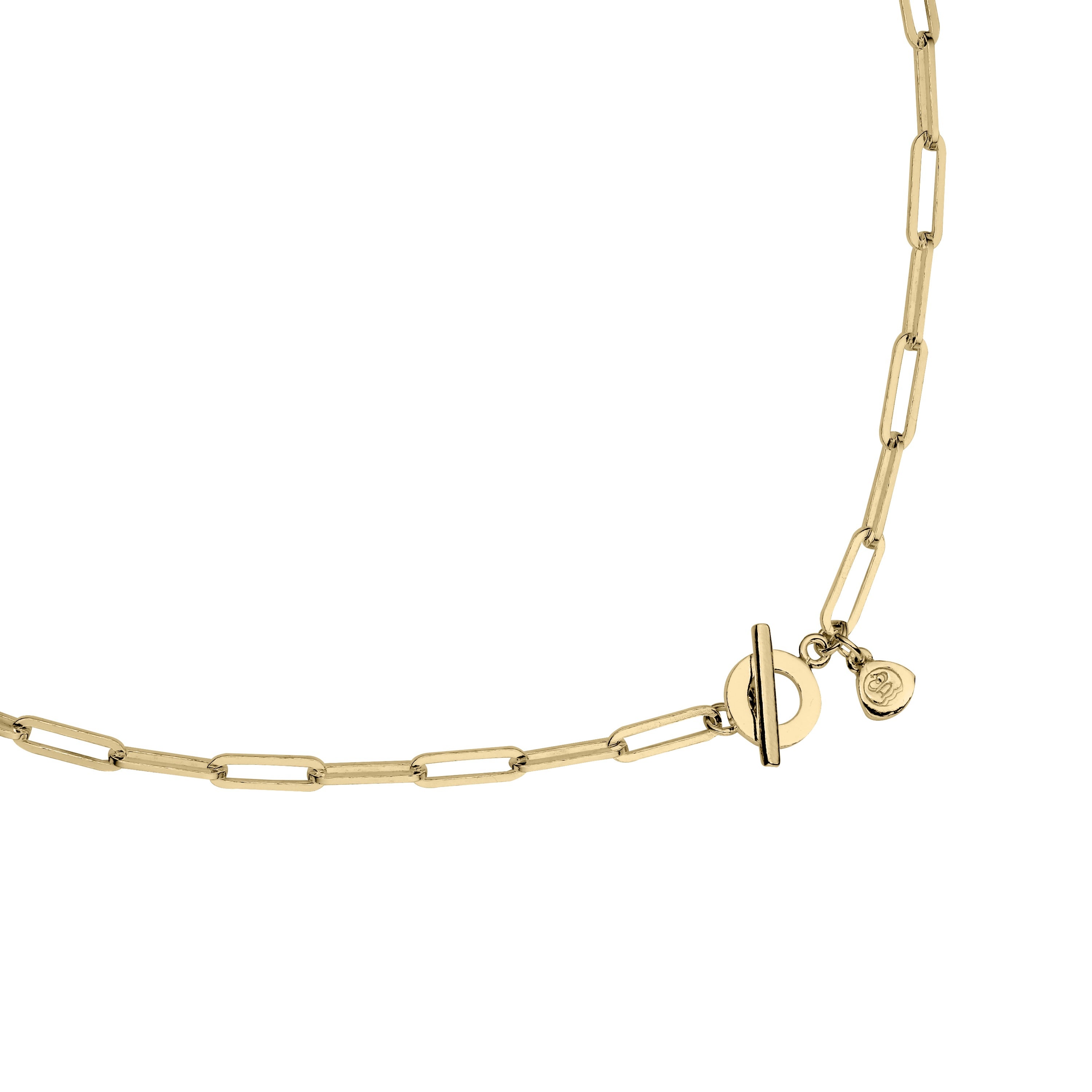 Gold Pavé Set Diamond Medium Crescent Moon Trace Chain Necklace