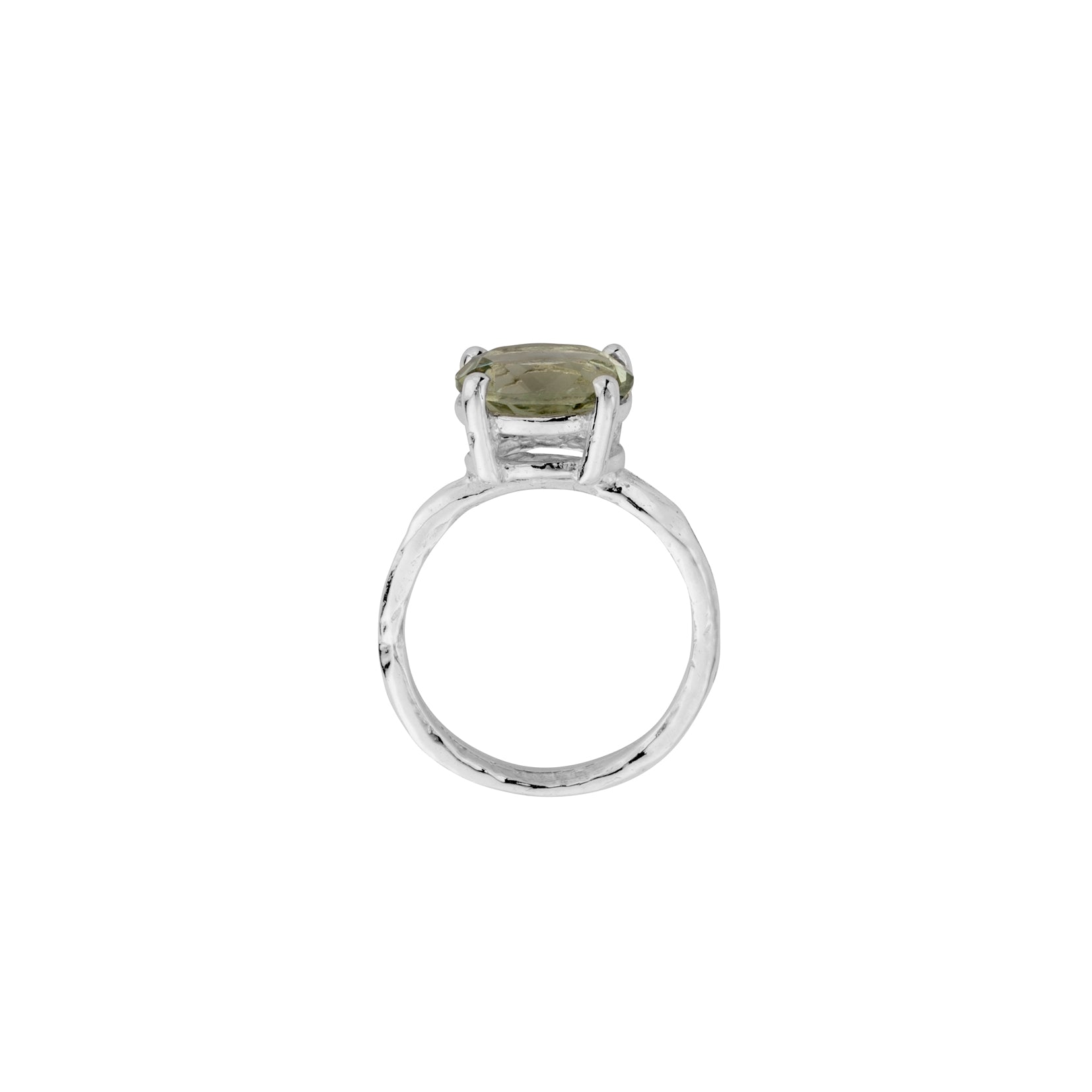 Silver Green Quartz Claw Ring