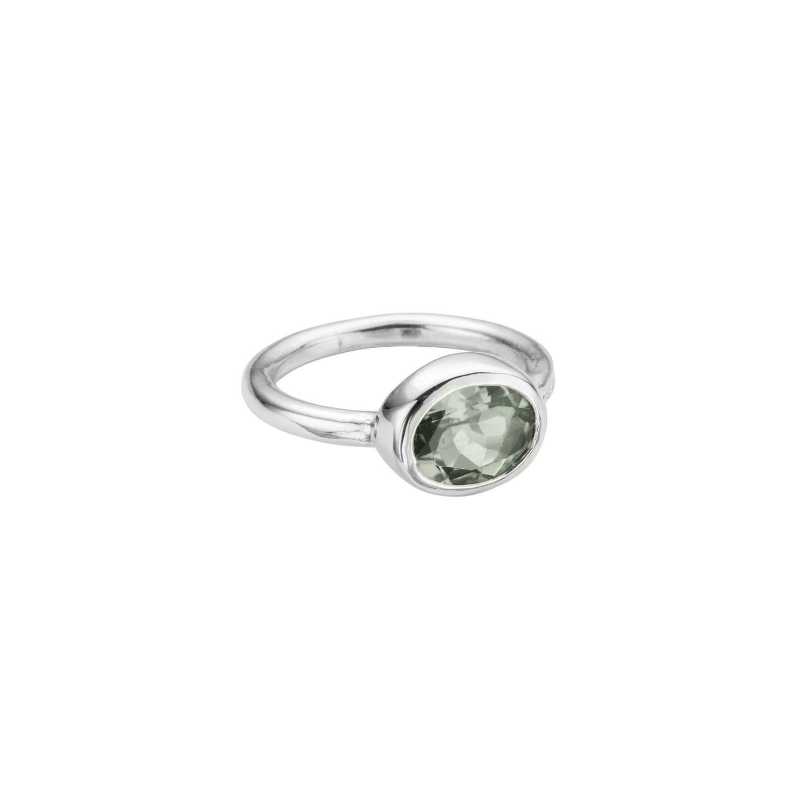 Silver Green Quartz Baby Treasure Ring