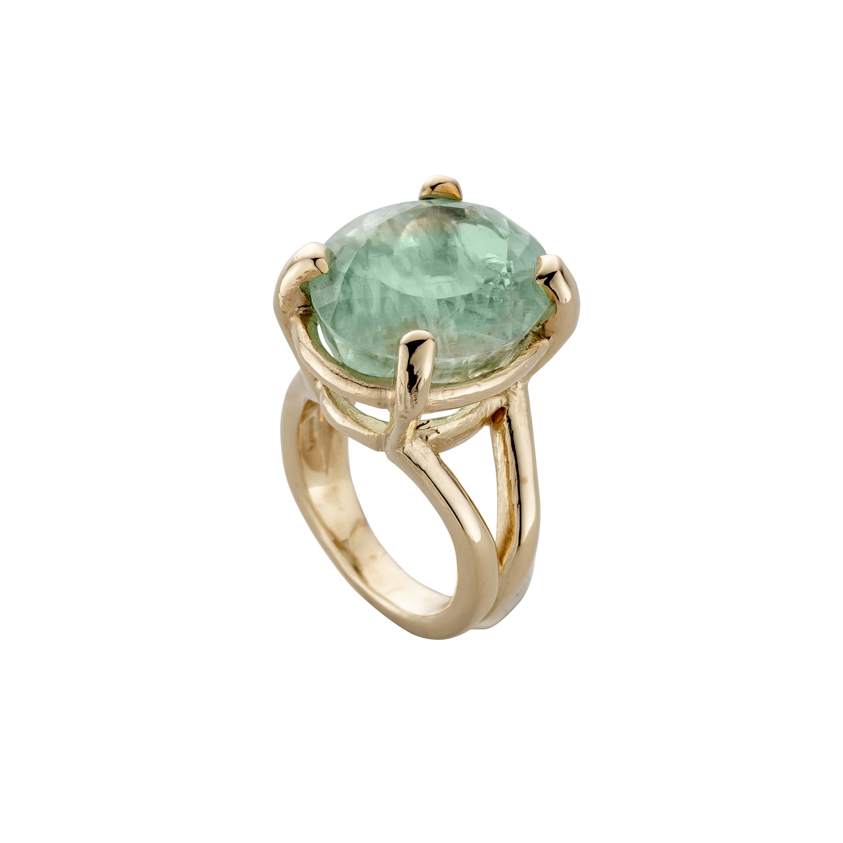 KAIHOLO Gold Oval Aquamarine Claw Ring