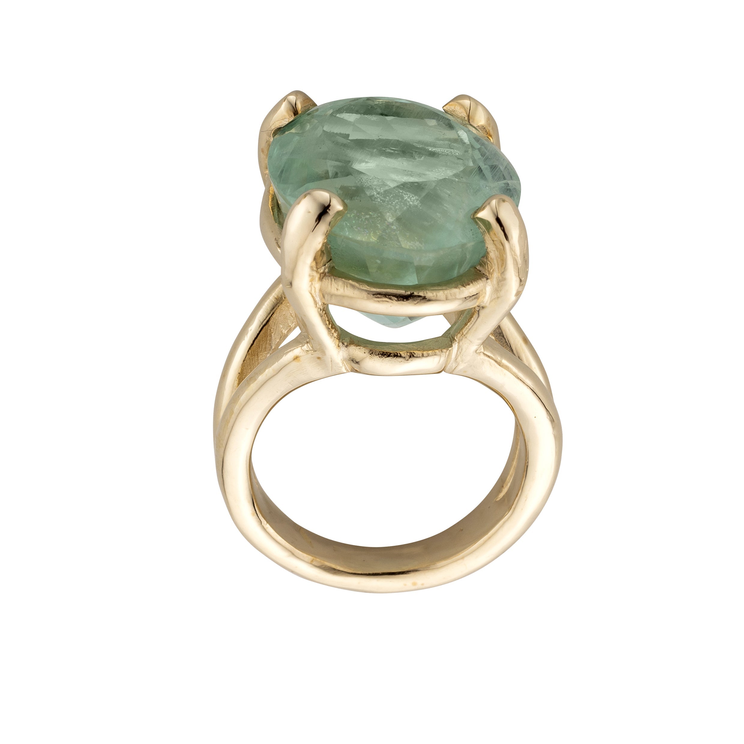 KAIHOLO Gold Oval Aquamarine Claw Ring