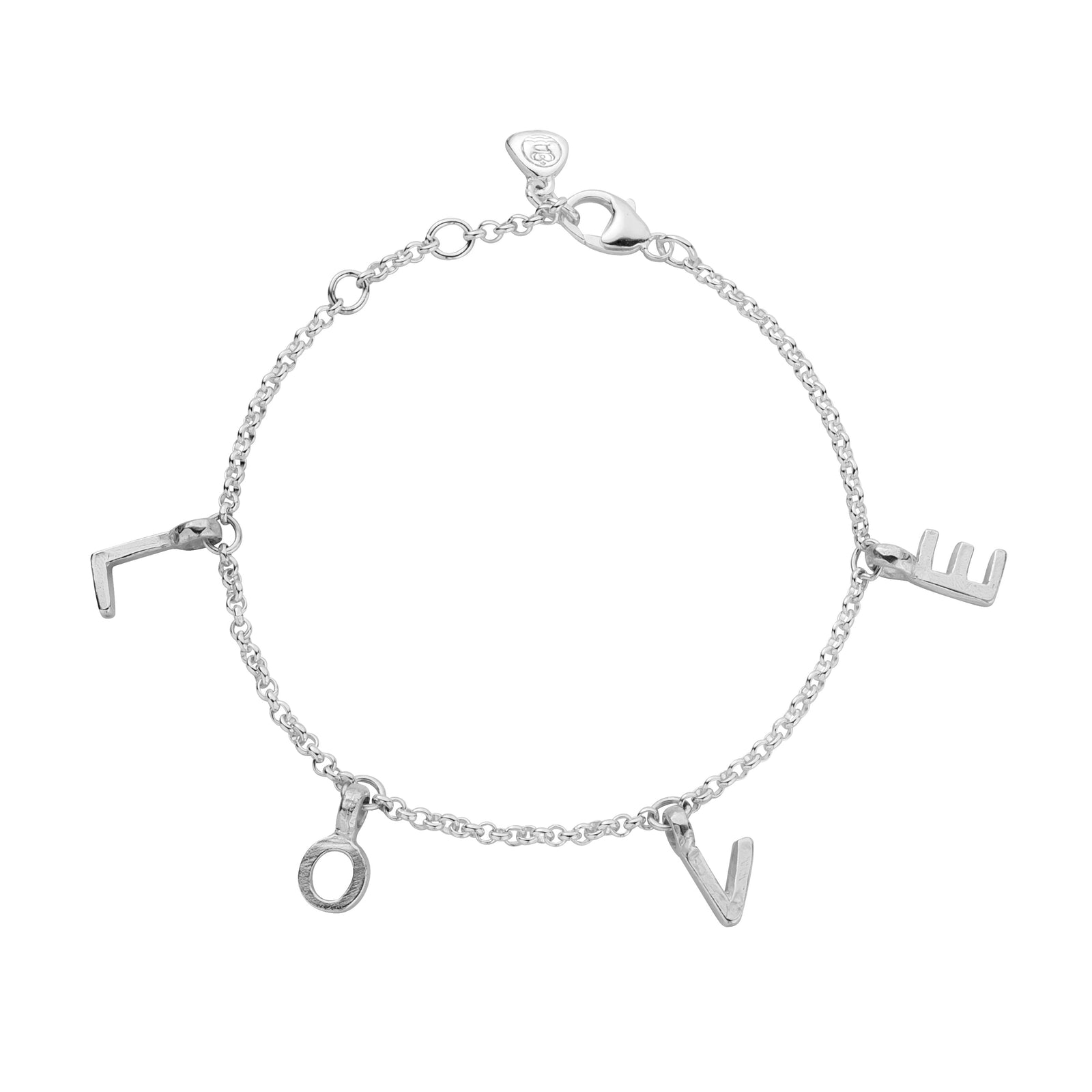 Silver Fixed Alphabet Chain Bracelet