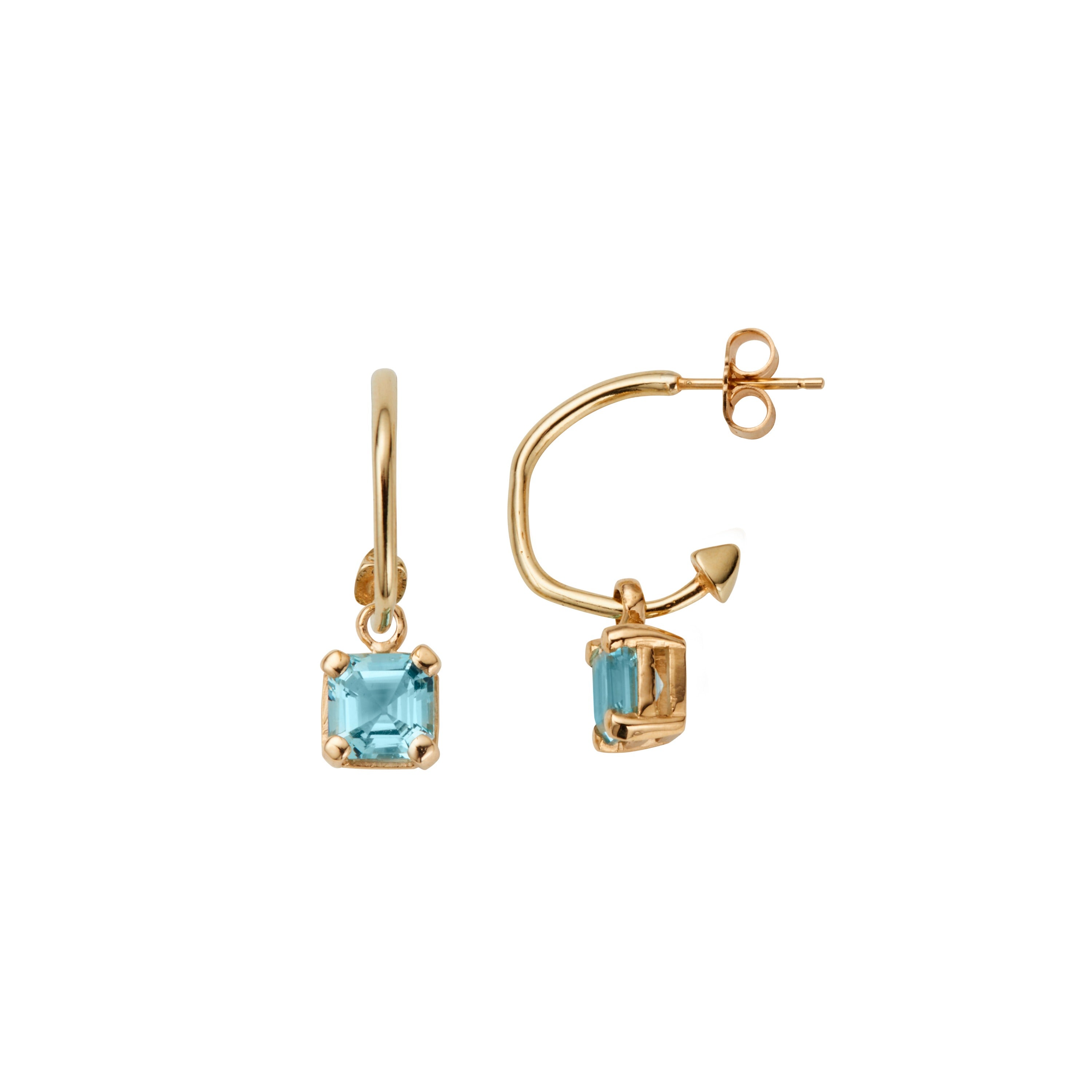 WATER OF THE SEA Gold Aquamarine Mini Hoop Earrings