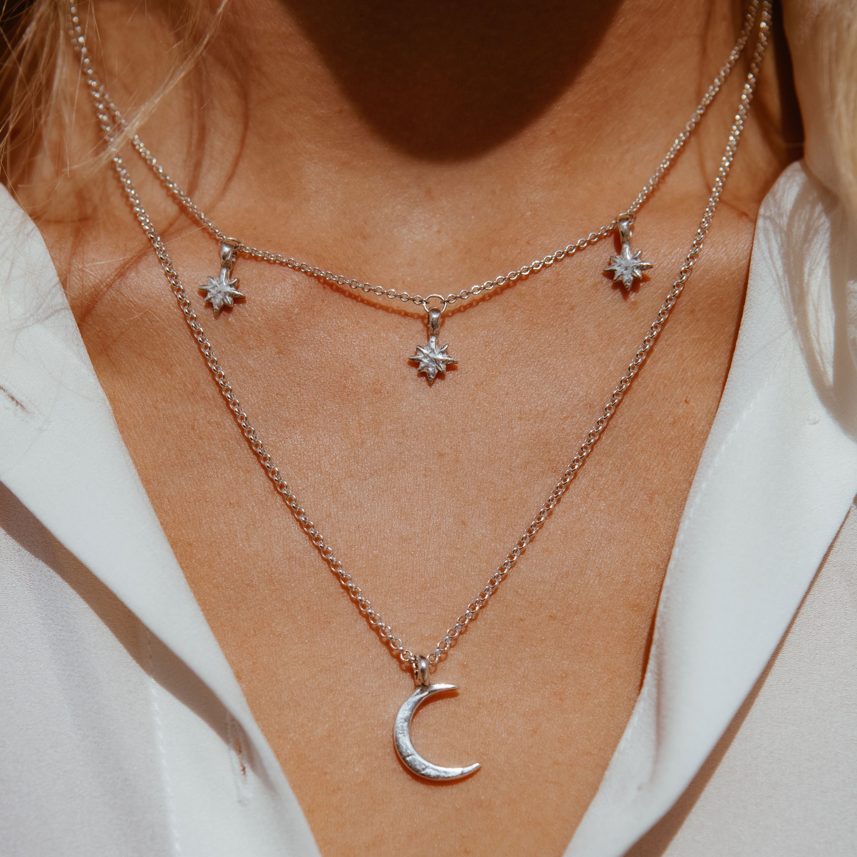 Silver Medium Crescent Moon Necklace
