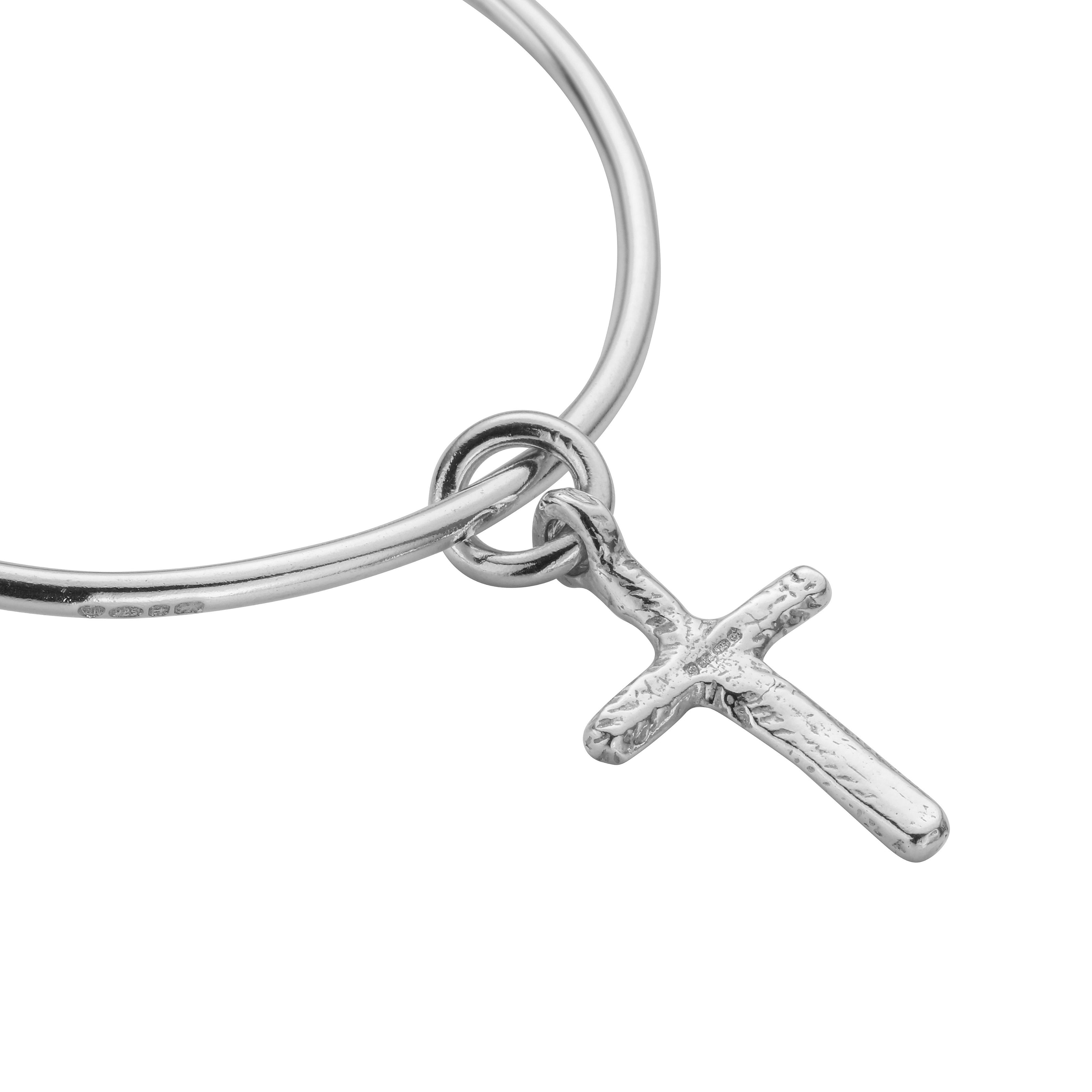 Silver Medium Cross Bangle