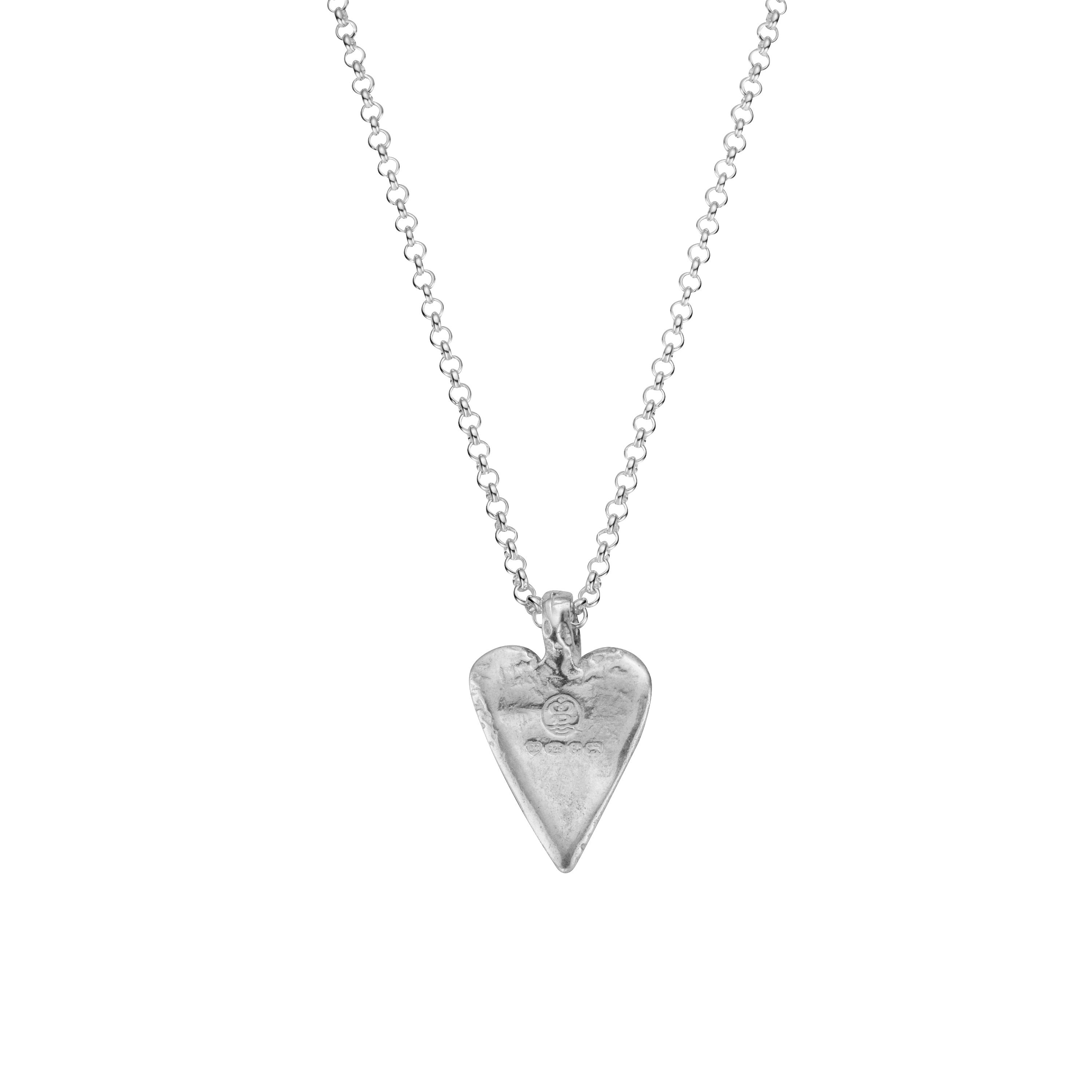 Silver Midi Heart Necklace with Handwriting