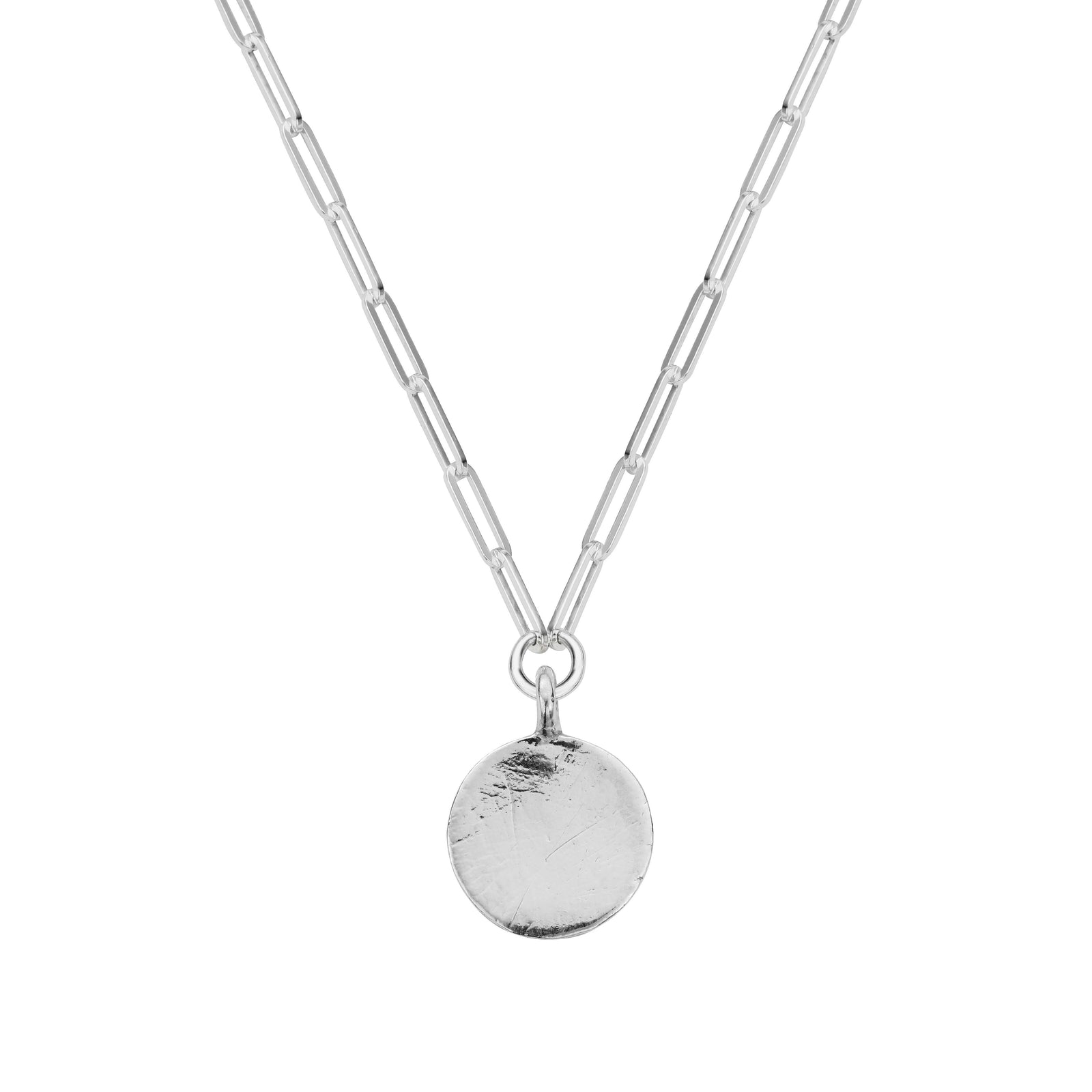 Silver Large Moon Trace Chain Necklace