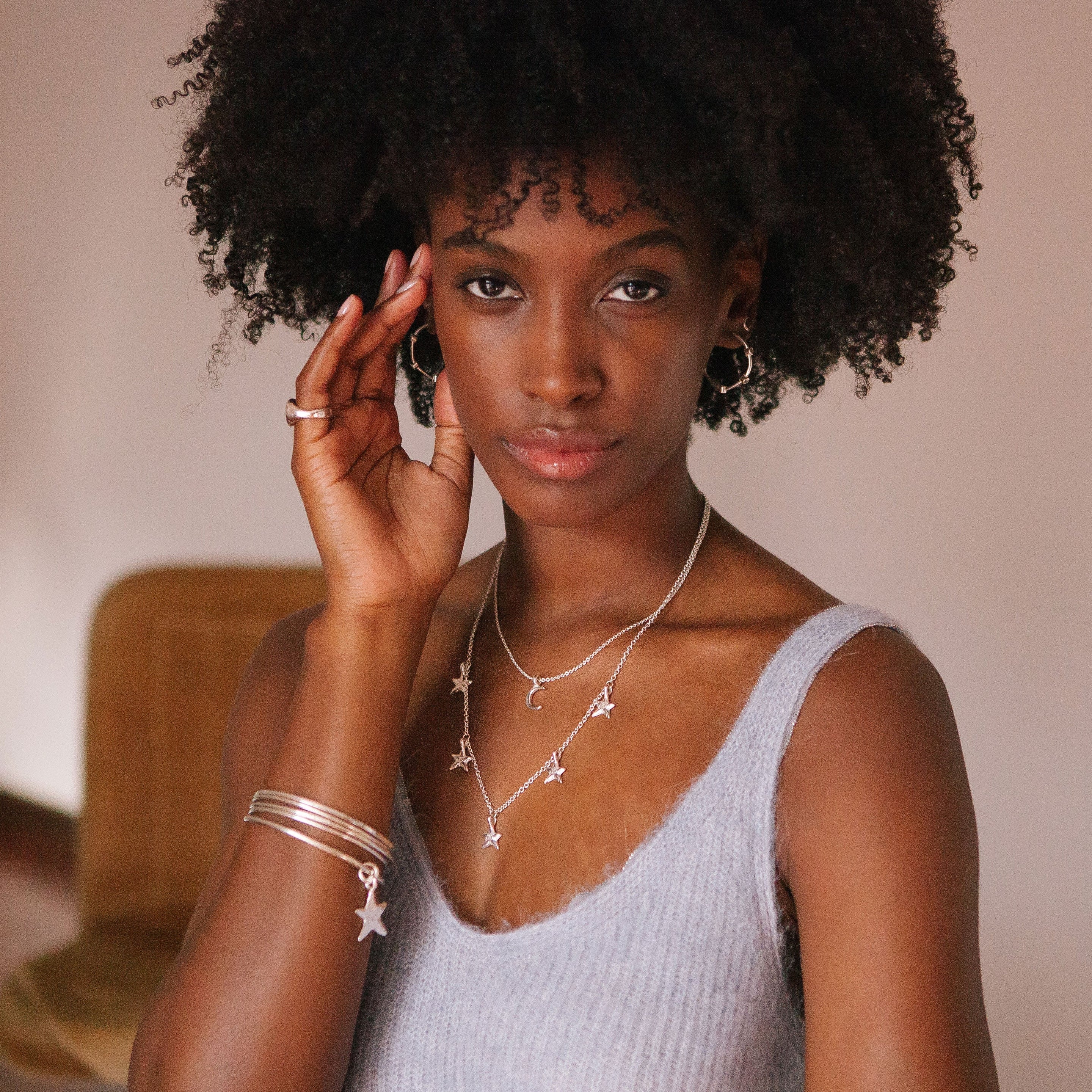 Silver Crescent Moon Gift Set