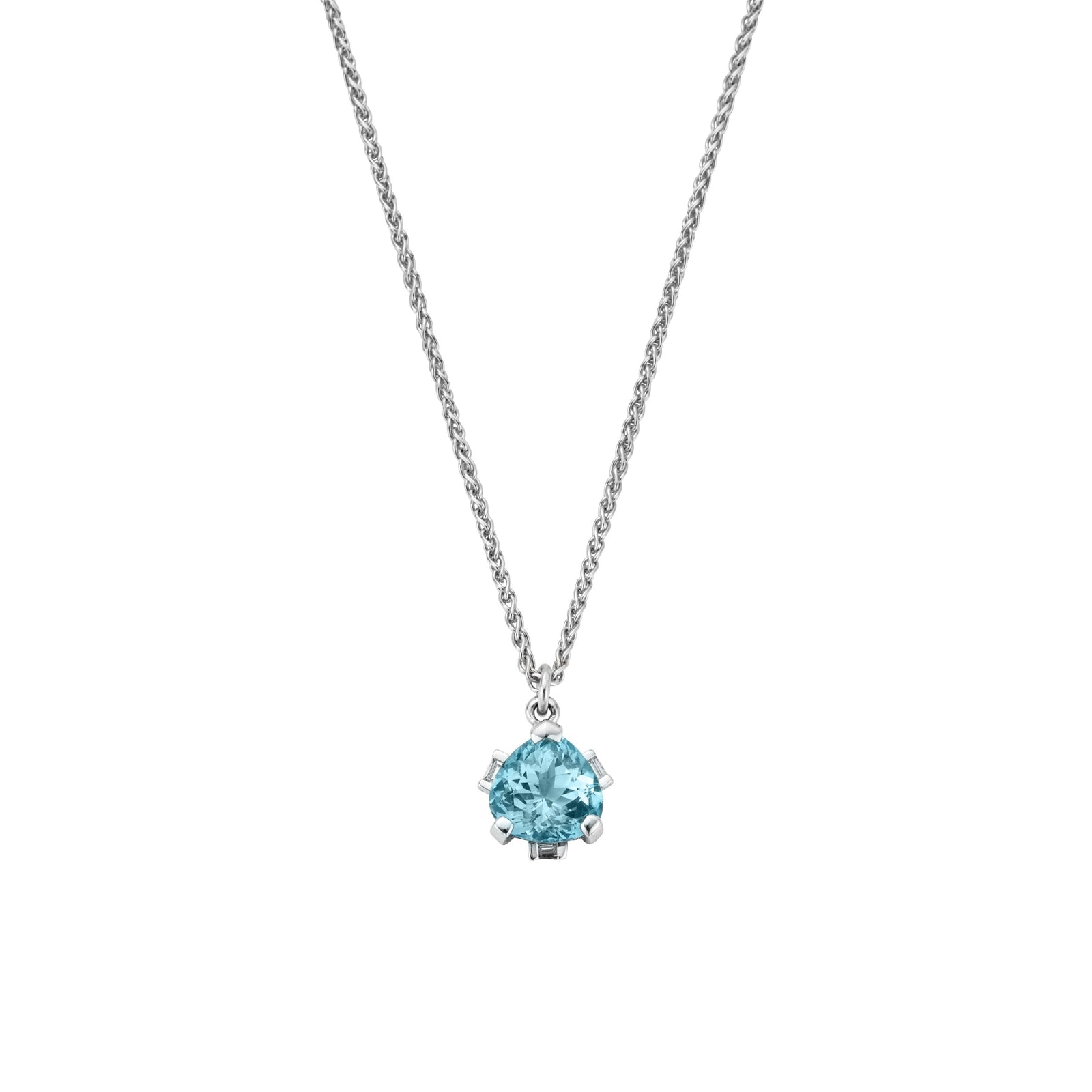 NILAK White Gold Aquamarine & Diamond Necklace