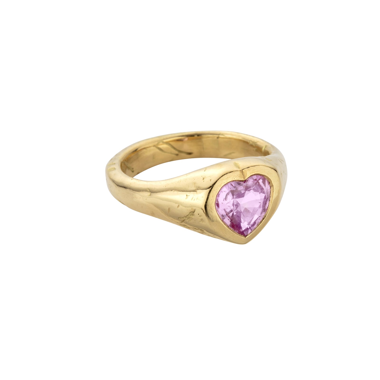 PETIT AMOUR Gold Pink Sapphire Heart Ring