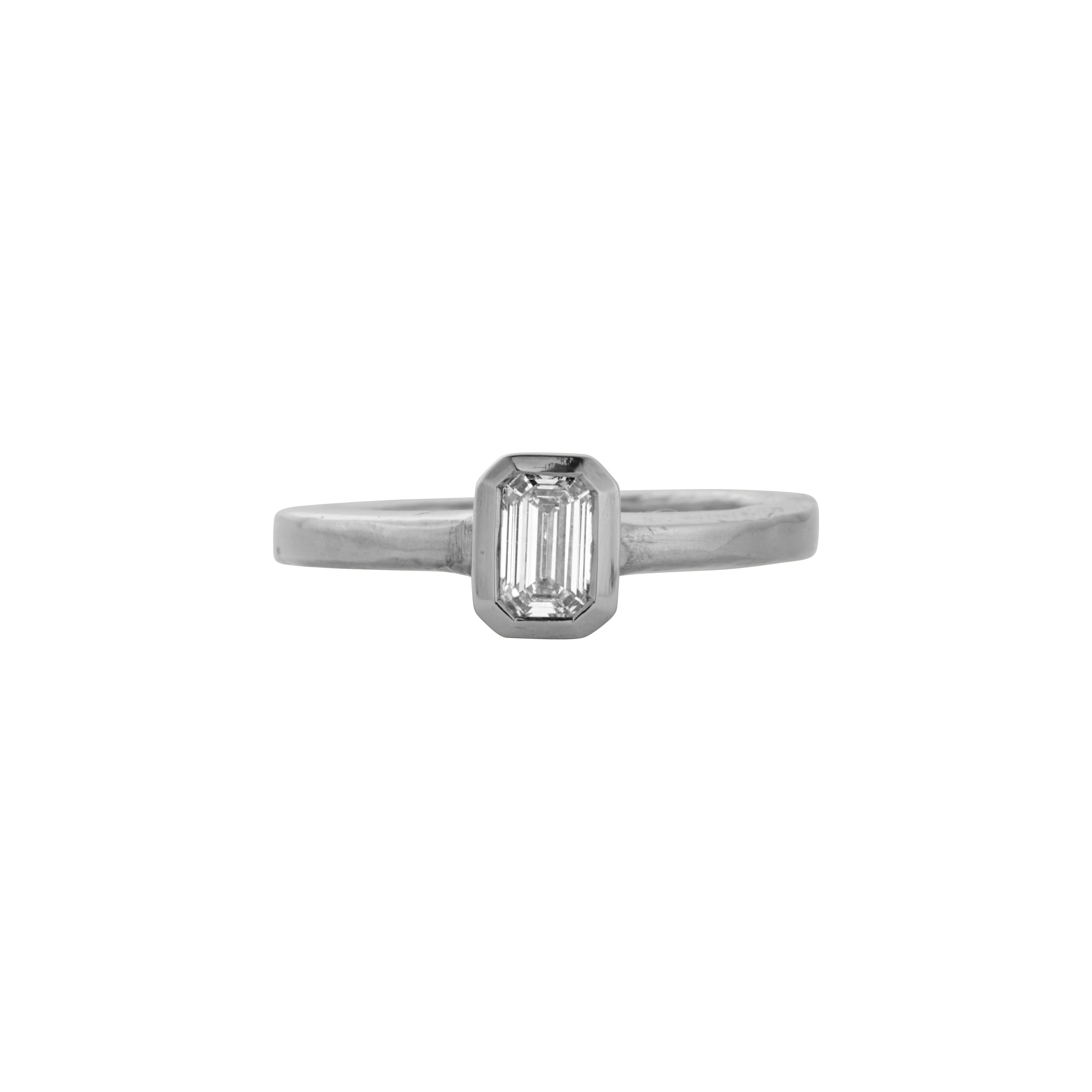 'The Heirloom' Platinum Emerald 0.5ct Natural Diamond Bezel Engagement Ring