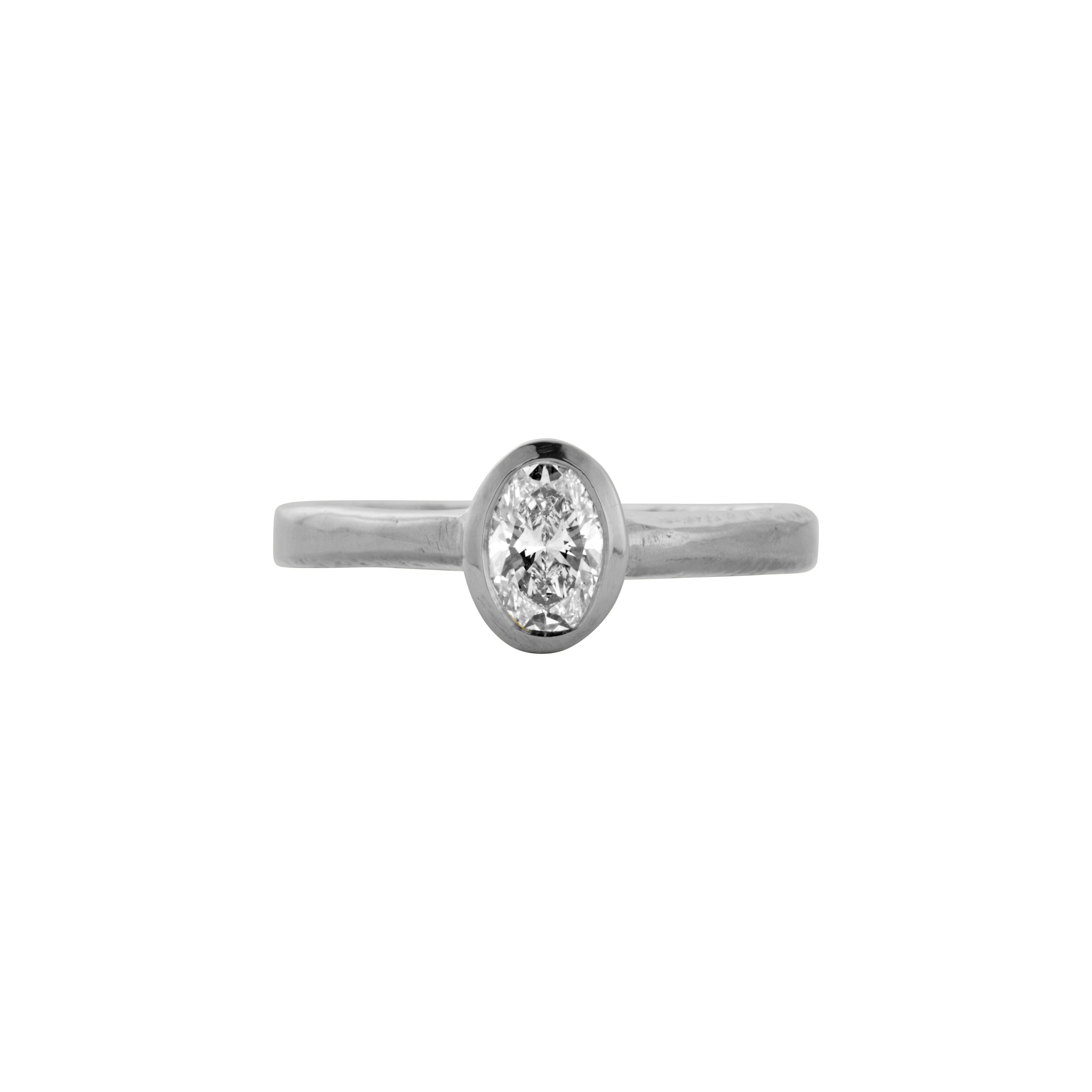 'The Story' Platinum Oval 0.5ct Lab Grown Diamond Bezel Engagement Ring