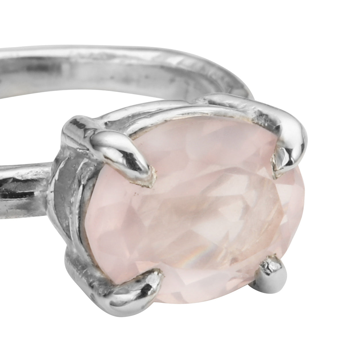Silver Rose Quartz Claw Ring