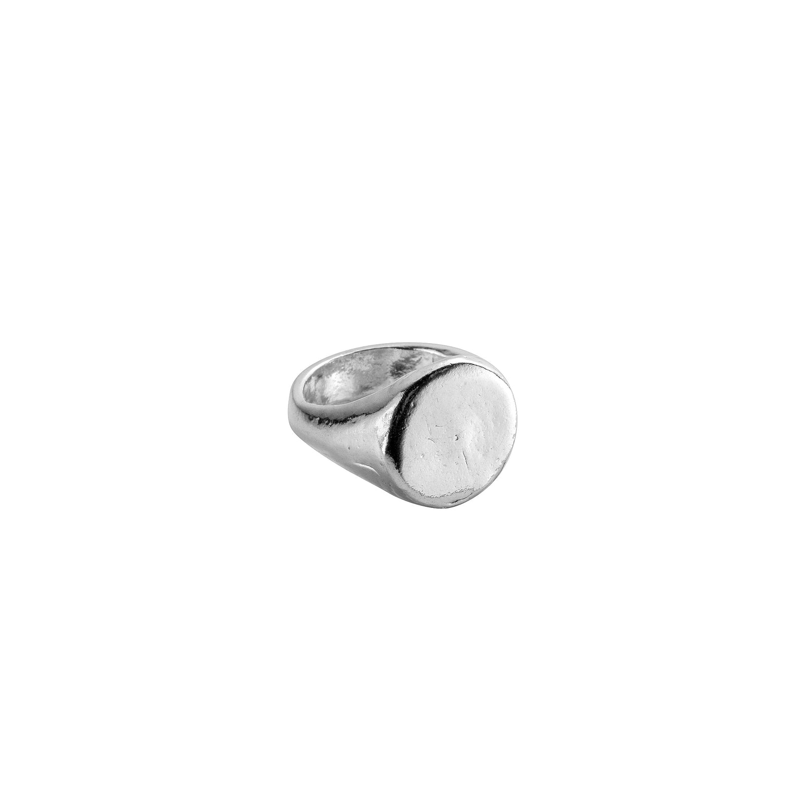 Silver Round Signet Ring with Handwriting