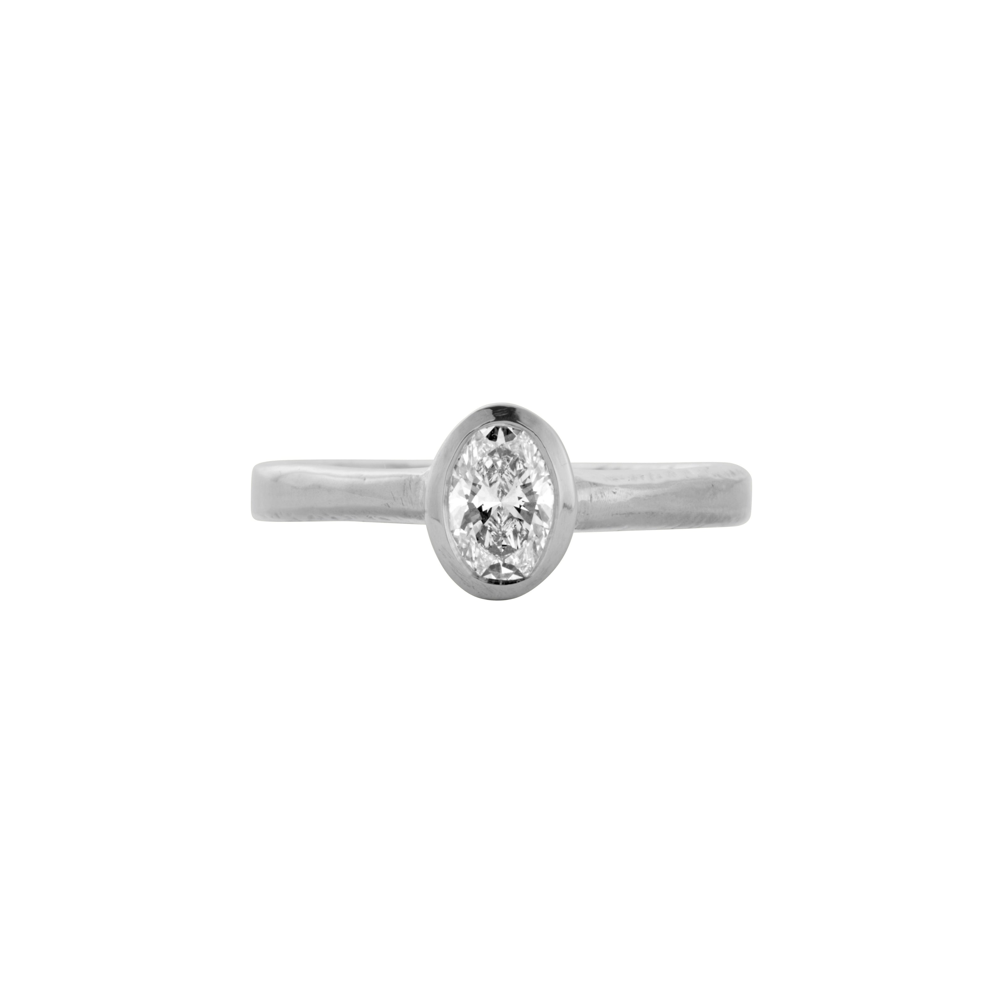 'The Story' Silver Oval 0.5ct Natural Diamond Bezel Engagement Ring