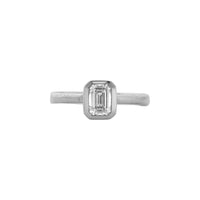 'The Heirloom' Silver Emerald 1ct Natural Diamond Bezel Engagement Ring