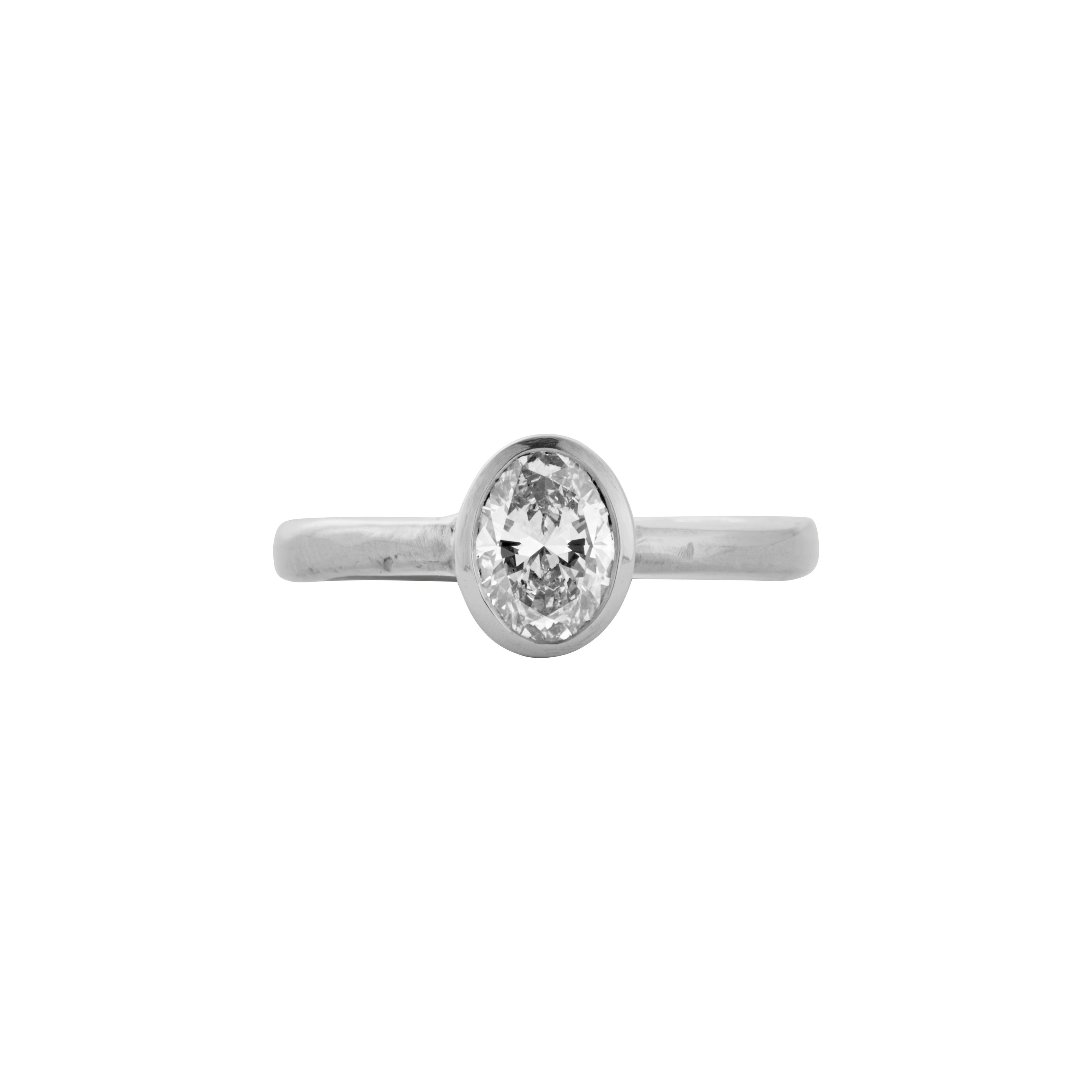 'The Story' Silver Oval 1ct Lab Grown Diamond Bezel Engagement Ring