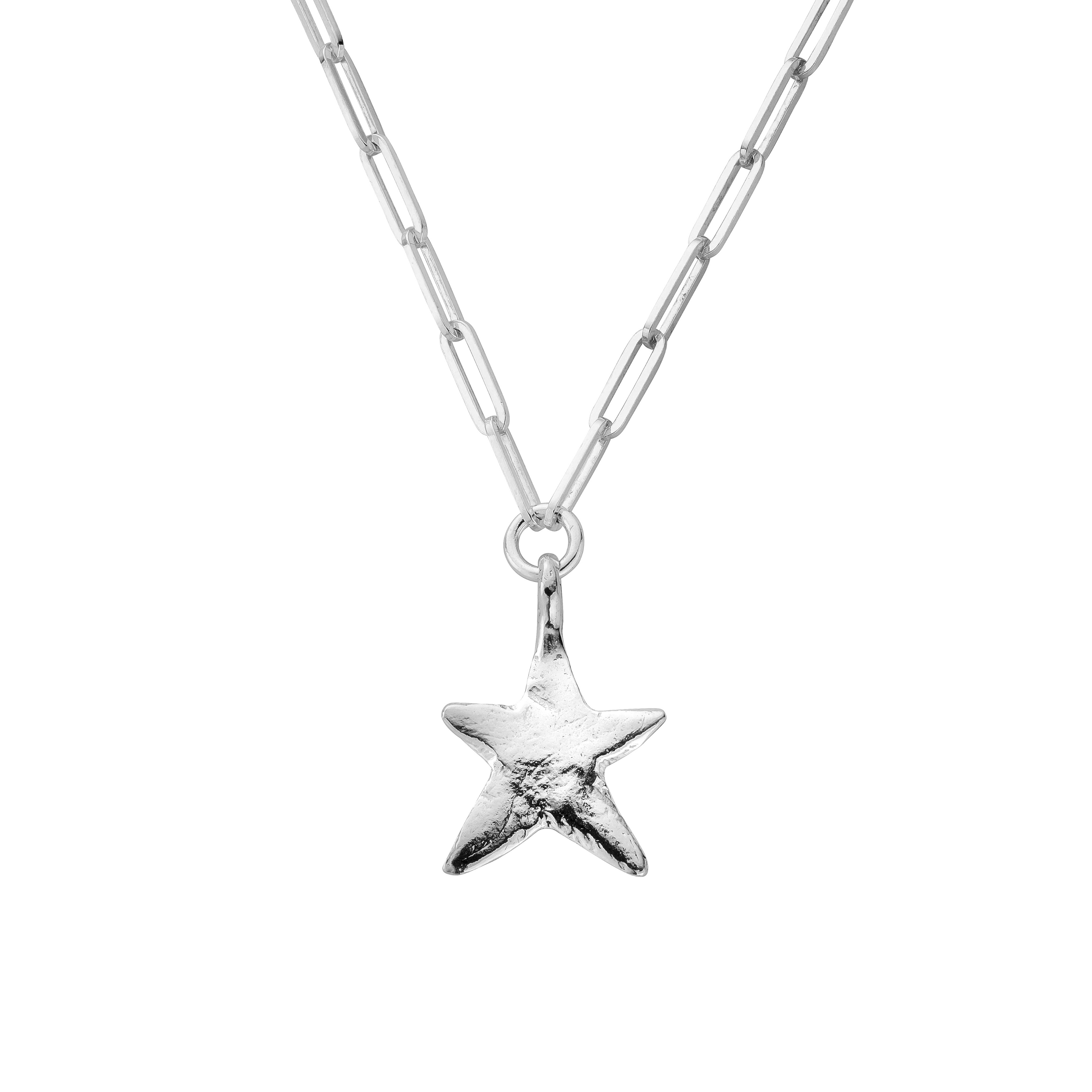 Silver Midi Star Trace Chain Necklace – Daniella Draper