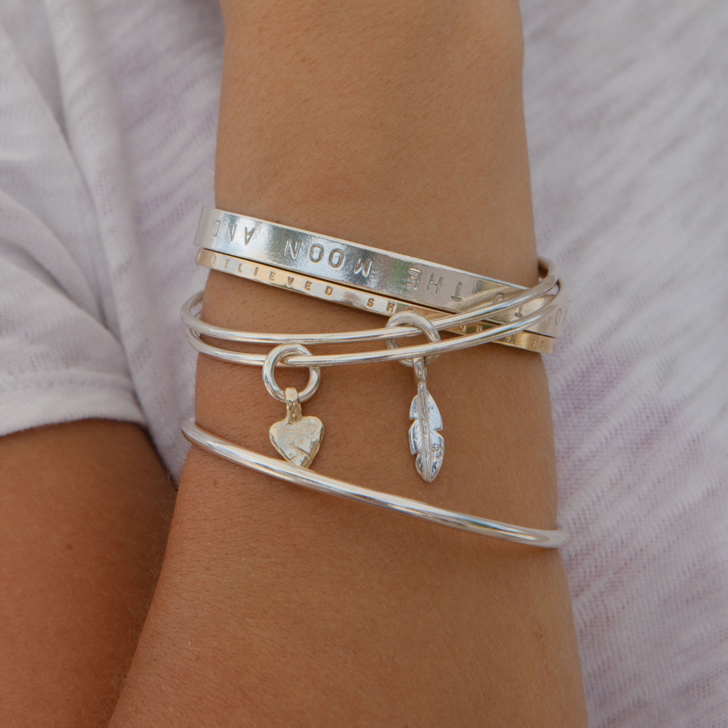 Silver & Gold Baby Heart Bangle