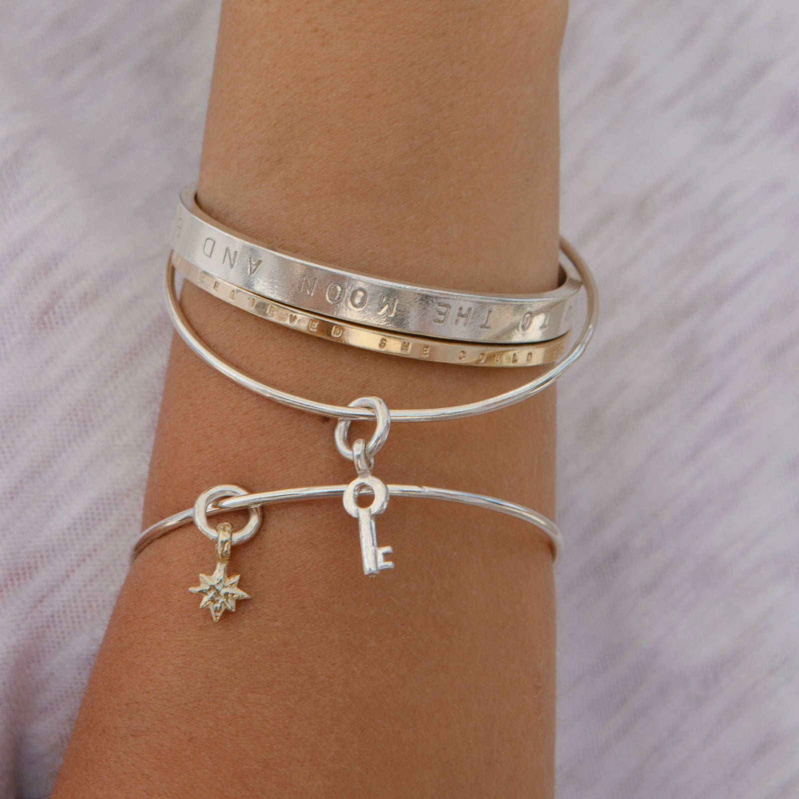 Silver & Gold Baby North Star Bangle