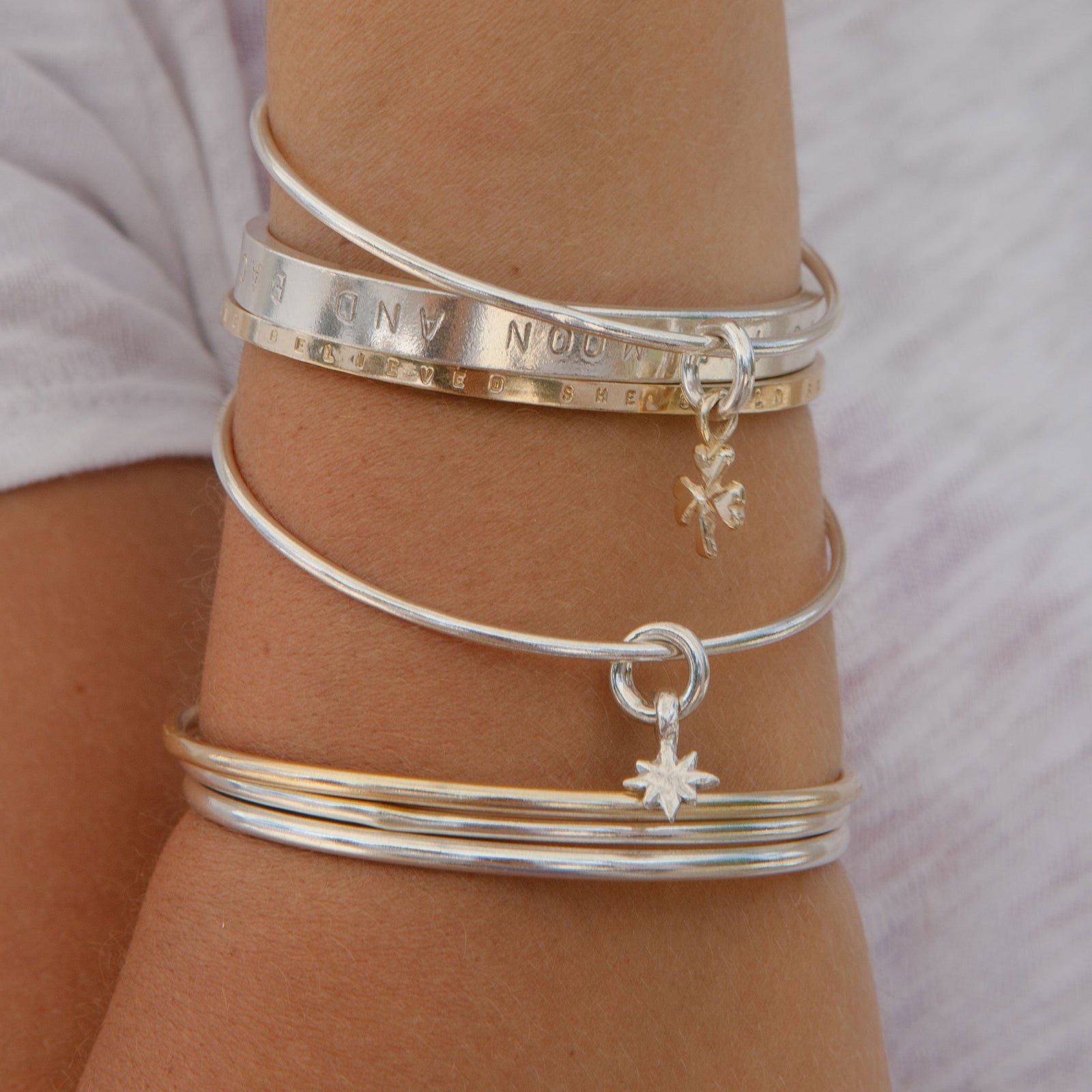 Silver Baby North Star Bangle