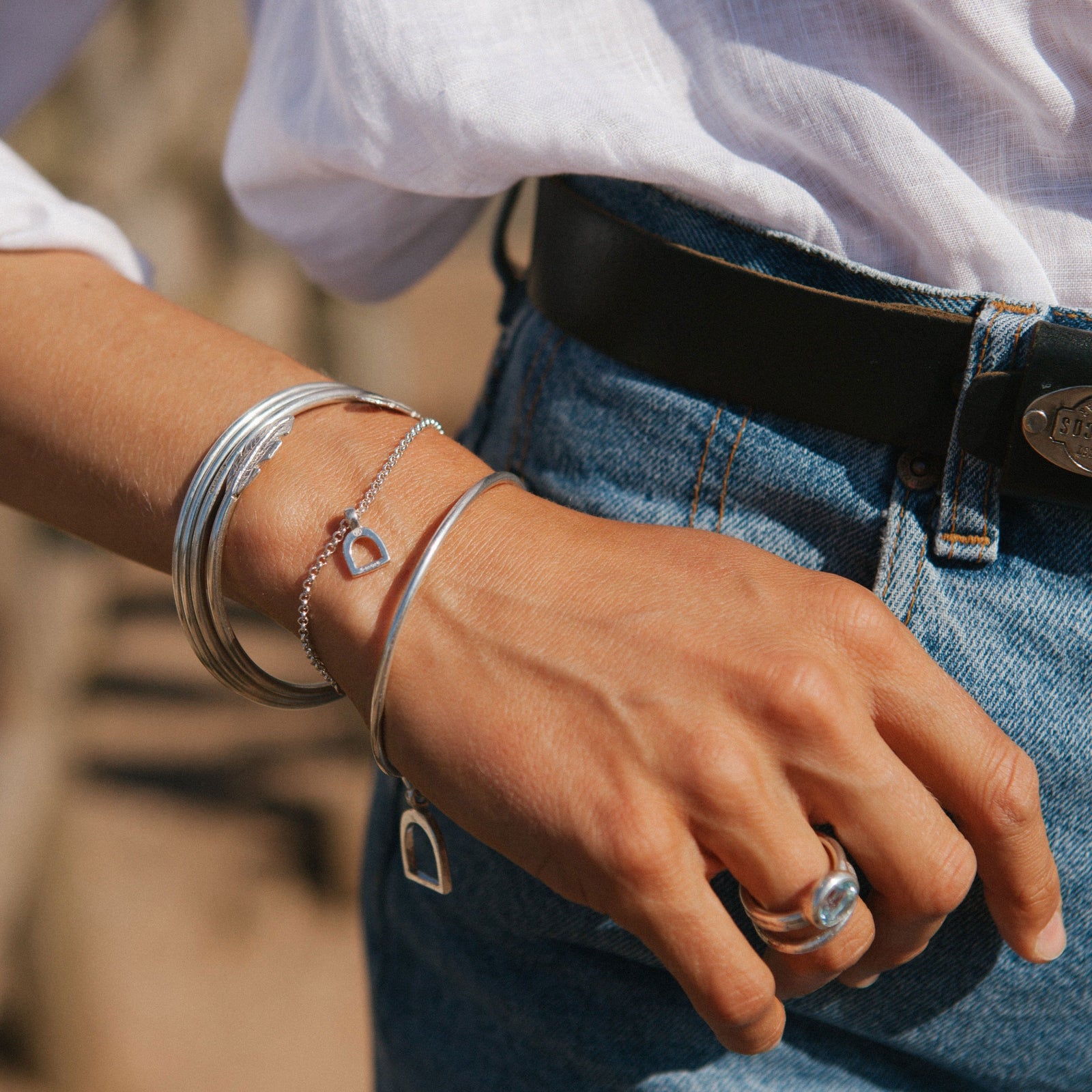 Silver Baby Stirrup Chain Bracelet