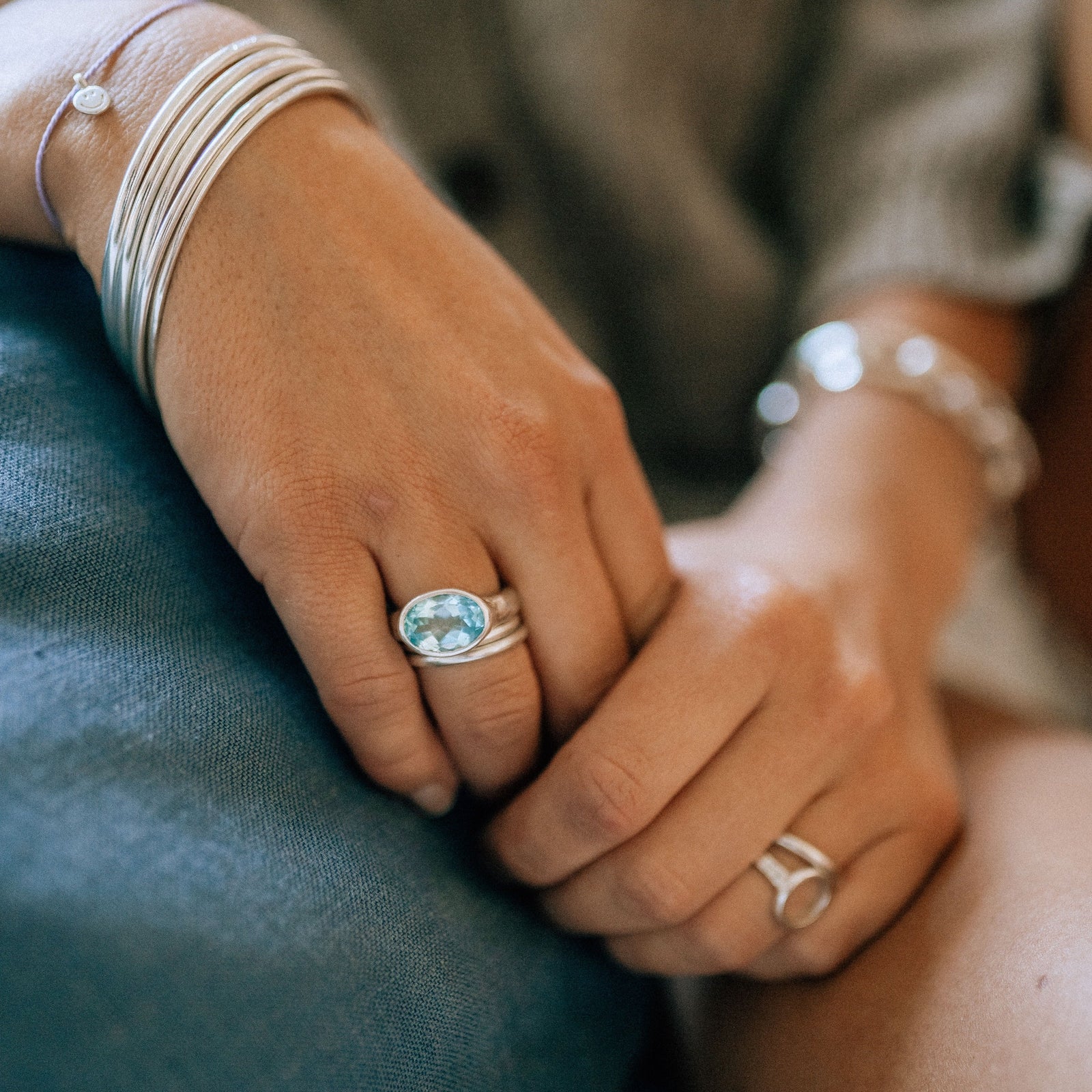 Silver Blue Topaz Treasure Ring