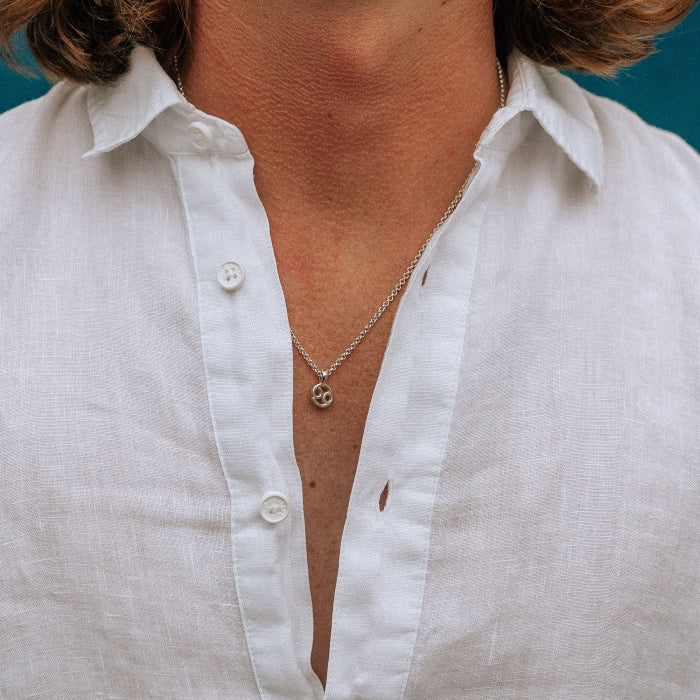 Silver Cancer Men's Horoscope Necklace